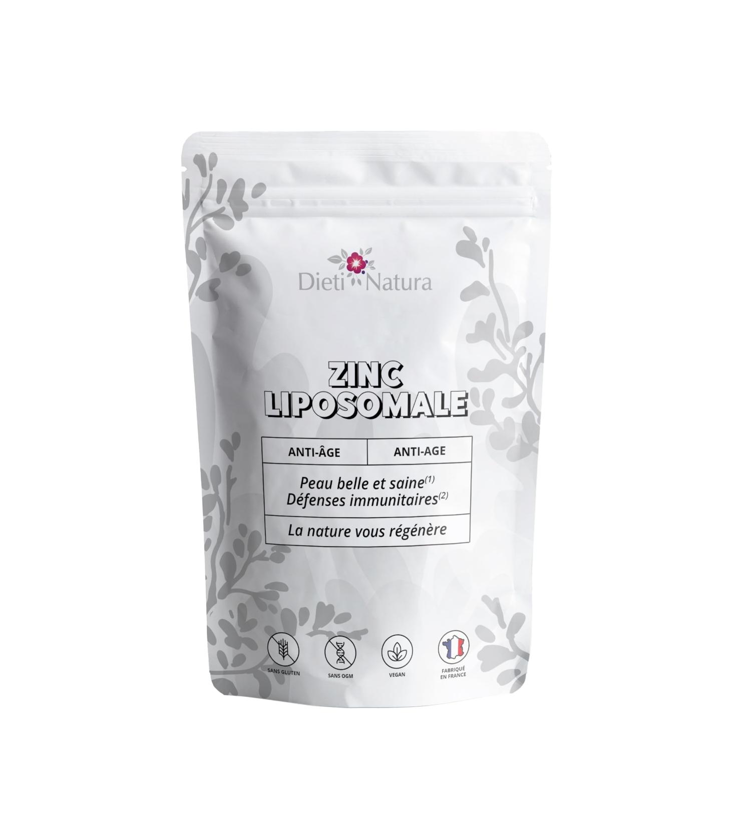 DIETI NATURA - Zinc Liposomal - Immune Defenses - Hair Beauty - Highly Dosed Formula - Non-GMO & Gluten Free - Vegan - Made in France - 90 Capsules - Buy Online on GoSupps.com