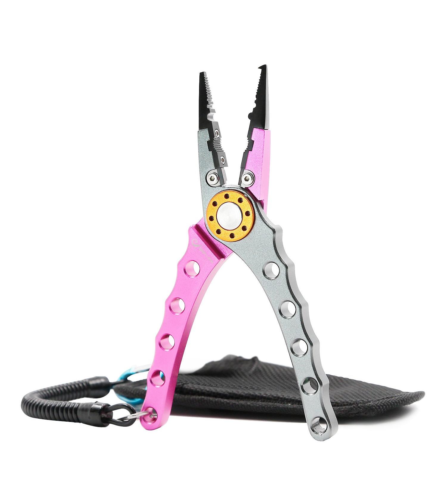 San Like 7-Inch Fishing Pliers | Aluminum Braid Cutters | Hook Remover | Saltwater Fishing Gear | Corrosion Resistant Tools | Split Ring Pliers | Fish Holder with Sheath and Lanyard - A-Pink - Buy Online on GoSupps.com