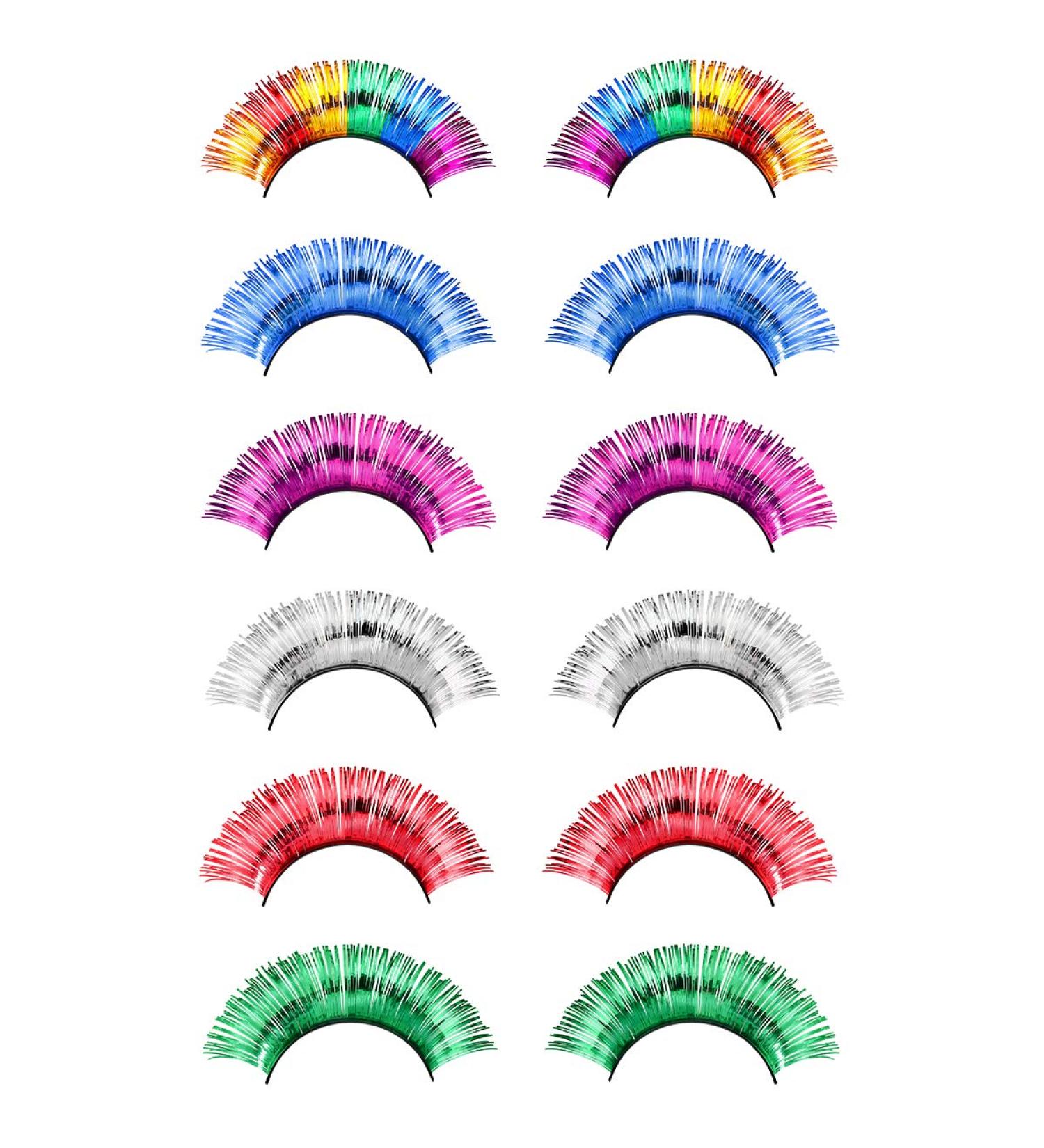 Halloween Lashes 6Pairs Rainbow Fake Eyelashes Reusable Makeup Costume Lashes Handmade False Eyelashes for Party Stage Cosmetics - Buy Online on GoSupps.com