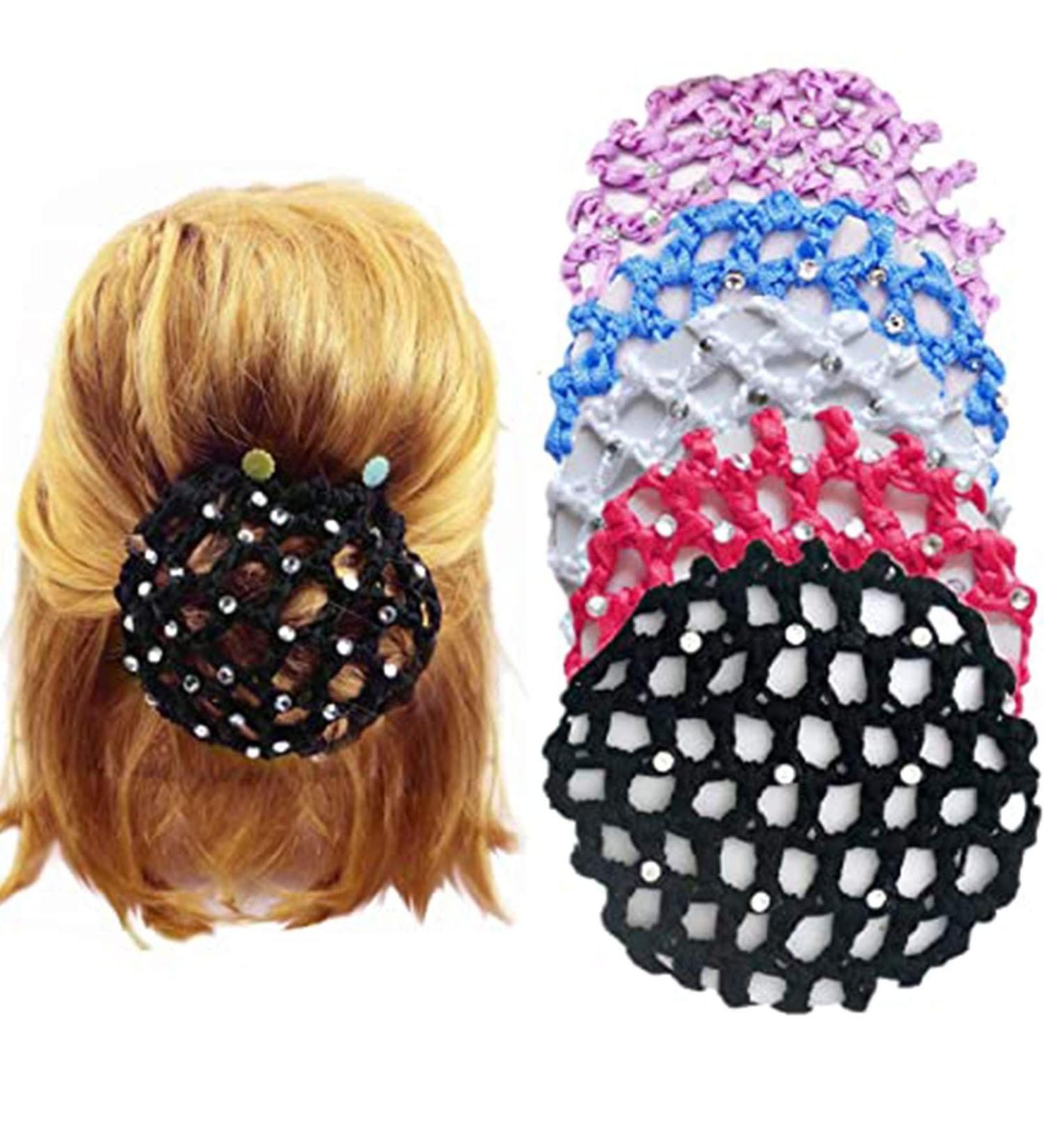9 Piece Dutt Network Bun Hairstyle Aid - Fabric Knot for Gymnastics Ballet & Dance with Rhinestones - Buy Online on GoSupps.com