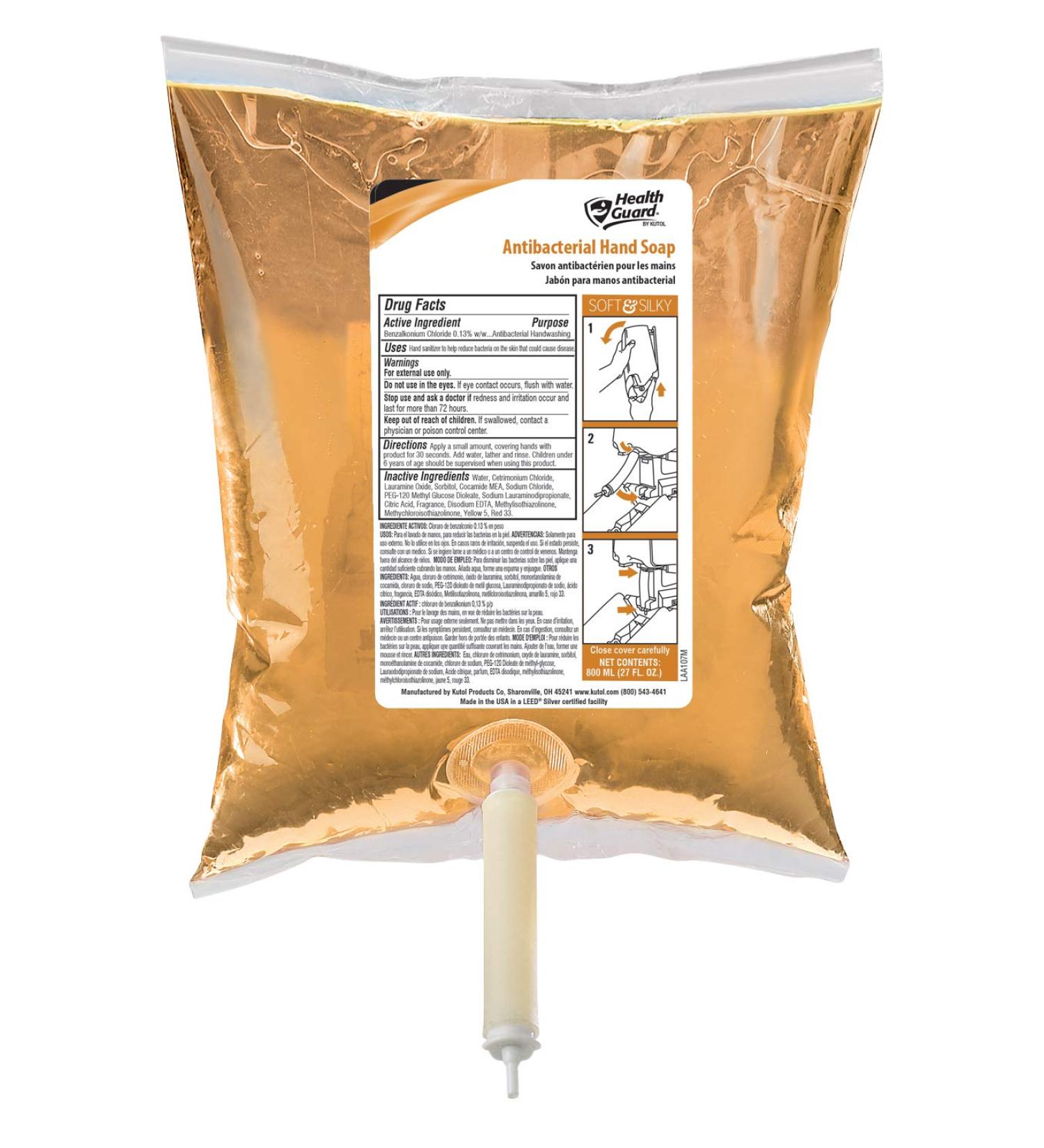 Health Guard 21538 Antibacterial Hand Soap 800 ml "Boxless" Bag-in-Box Amber with Citrus Spice Scent (Pack of 6) Amber/Citrus Pack of 6 (800 ml each) - Buy Online on GoSupps.com