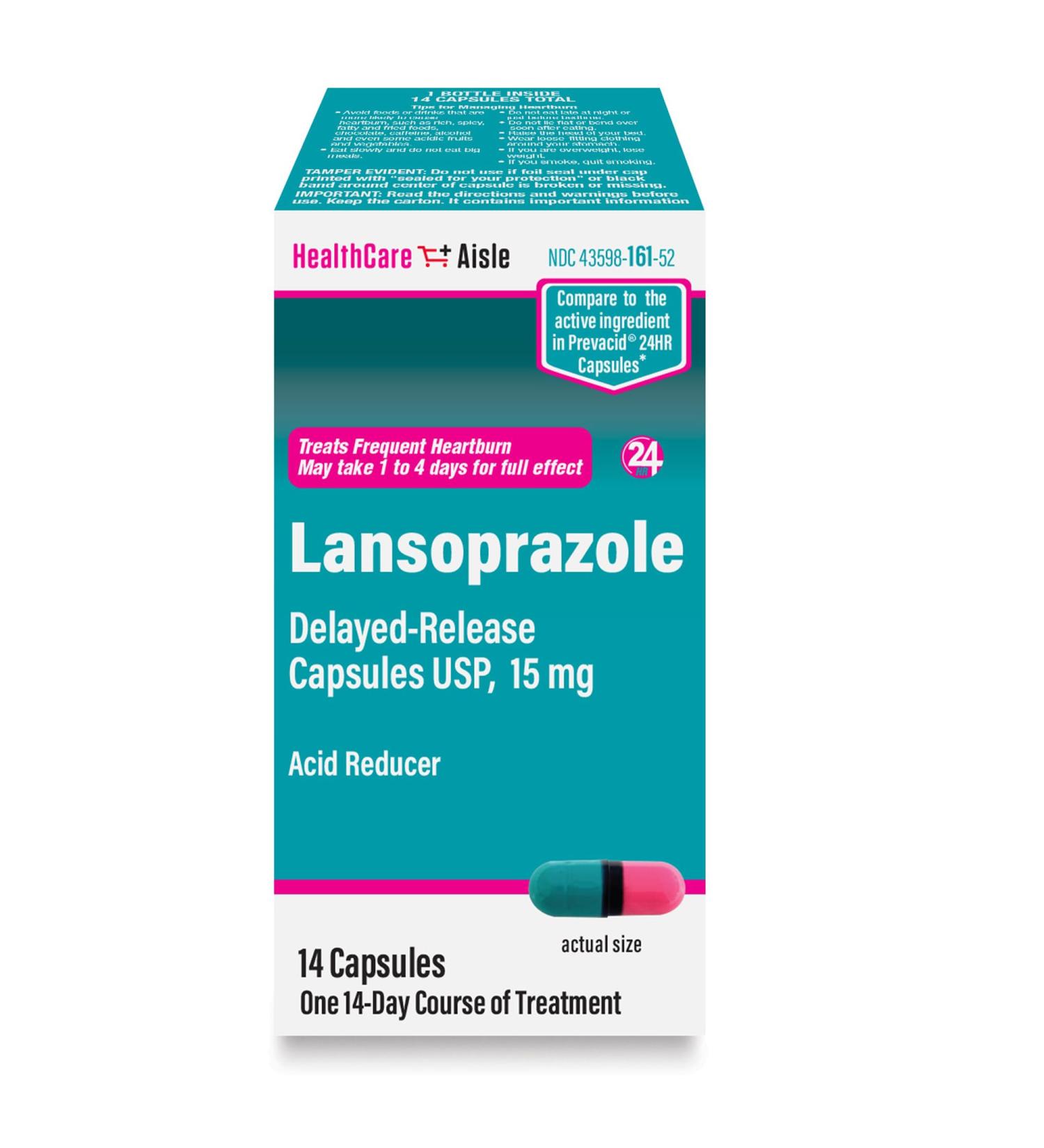 Lansoprazole 15mg 14 Delayed-Release Capsules - Acid Reducer for Frequent Heartburn | HealthCareAisle - Buy Online on GoSupps.com
