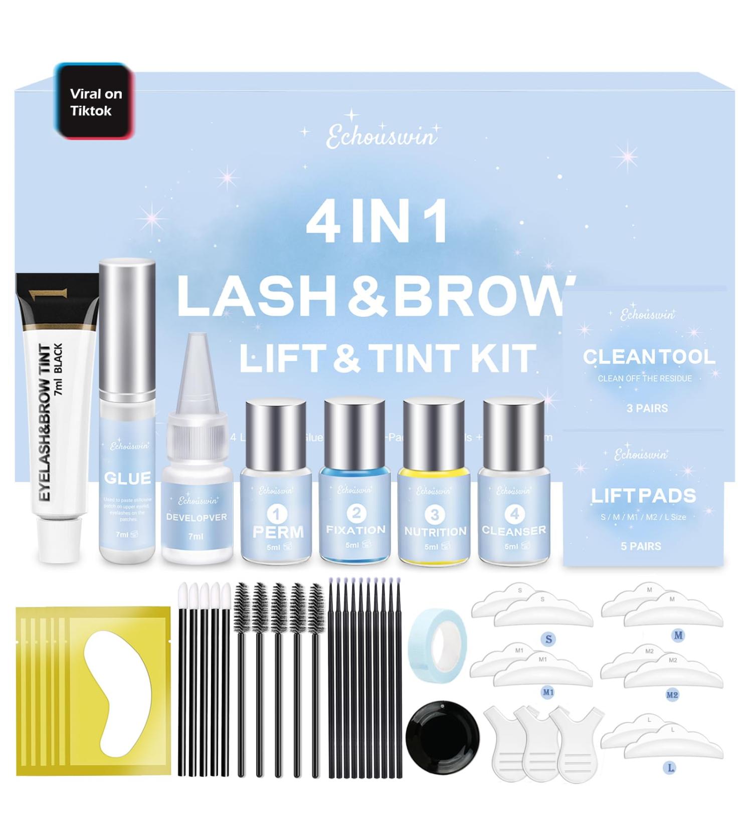 4 in 1 Lash & Brow Lift Color Kit - Professional Eyelash & Brow Lamination - DIY Curling Perming Tools for Salon & Home Use (Black - Buy Online on GoSupps.com