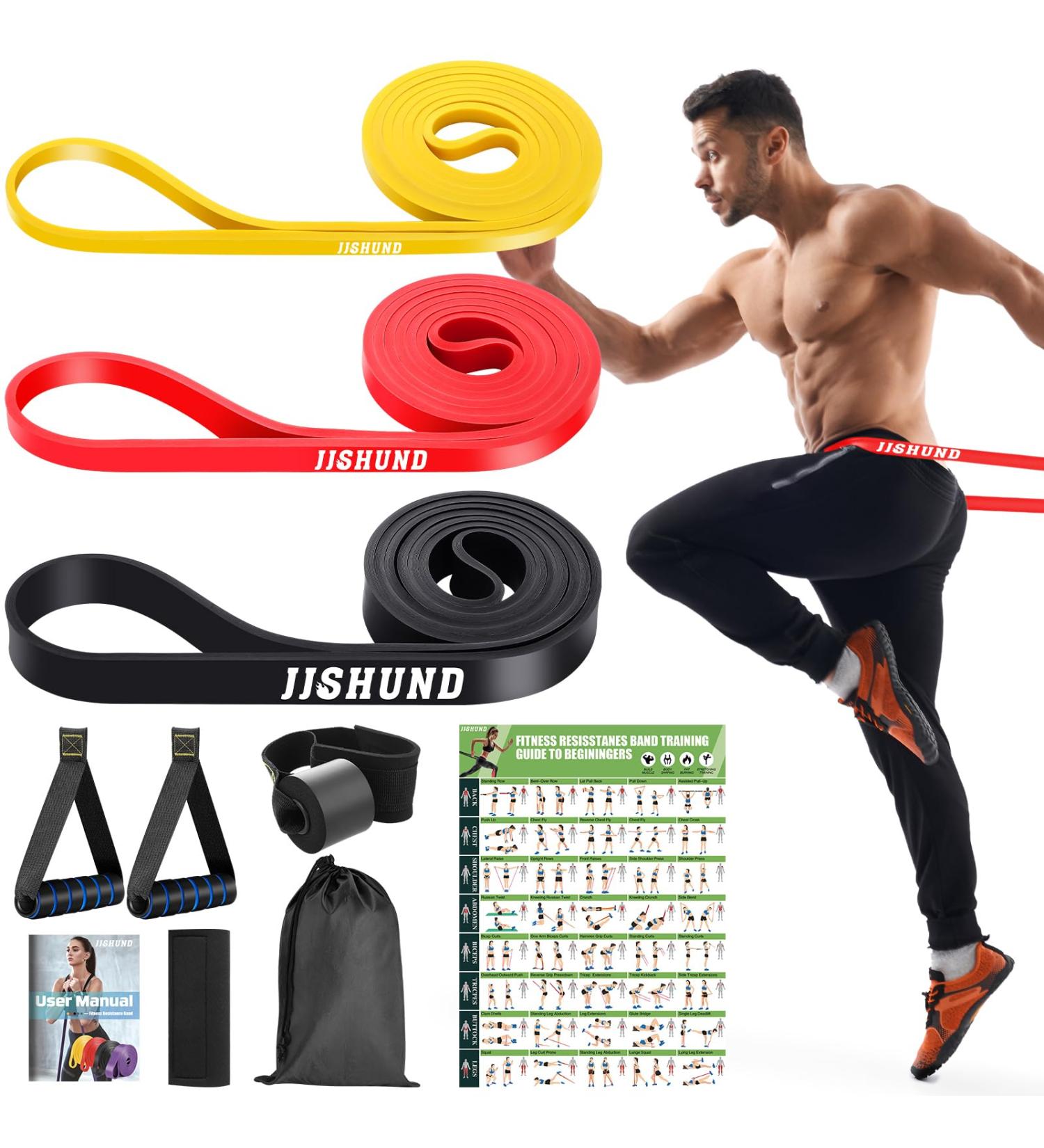 Fitness Straps Set - Resistance Bands with Handles & Door Anchor | 3 Strength Levels for Pilates Yoga & Gym | Includes Protective Pads & Training Instructions - Buy Online on GoSupps.com