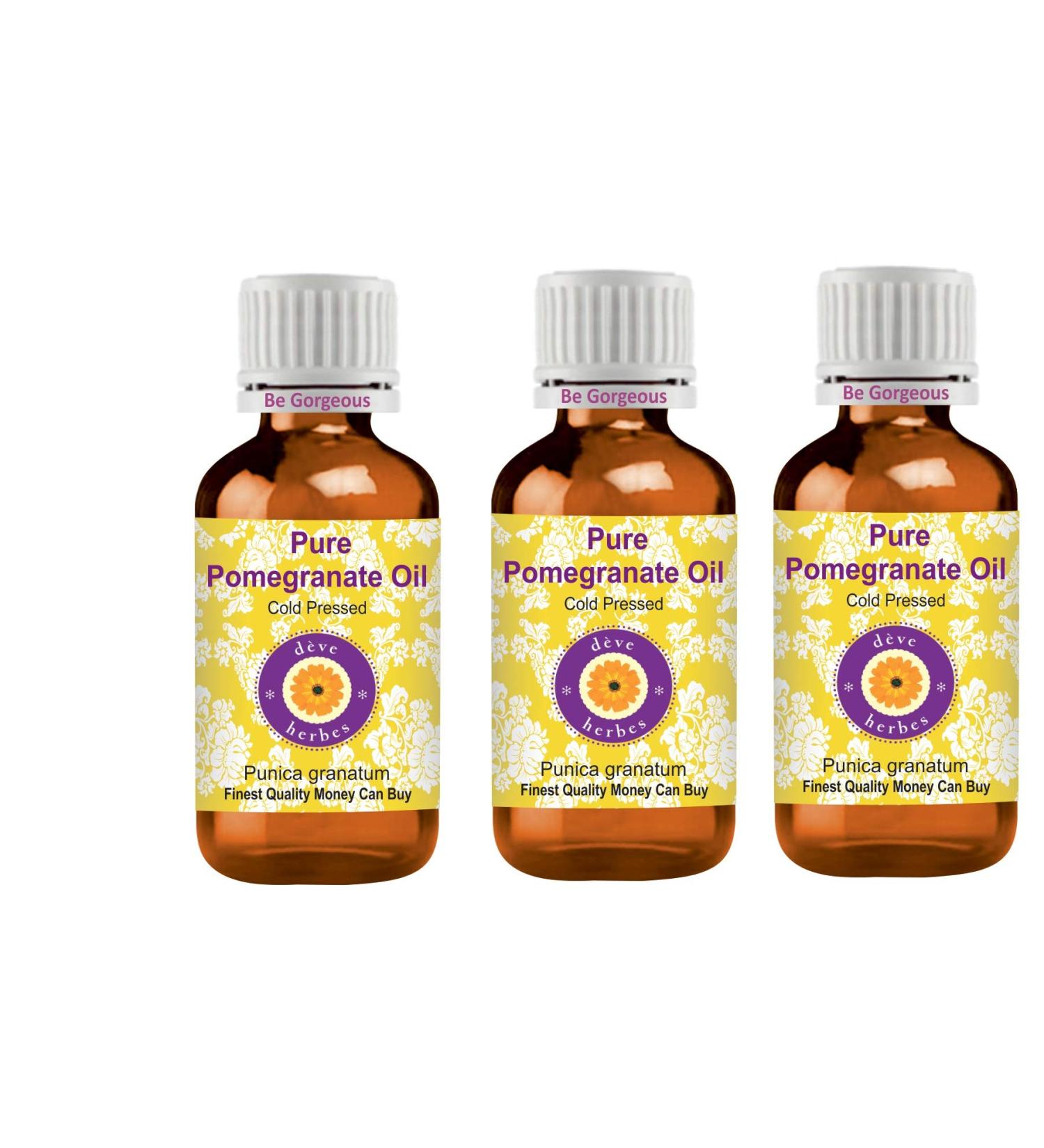 Deve Herbes Pure Pomegranate Oil Punica granatum Cold Pressed Pack of Three 100ml X 3 10 oz - Buy Online on GoSupps.com