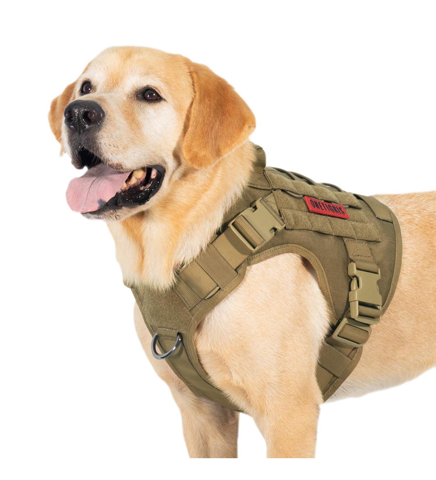 OneTigris FIRE Watcher Tactical Dog Harness - MOLLE Dog Vest for Training & Service - Durable 1000D Nylon (Large Brown) - Buy Online on GoSupps.com