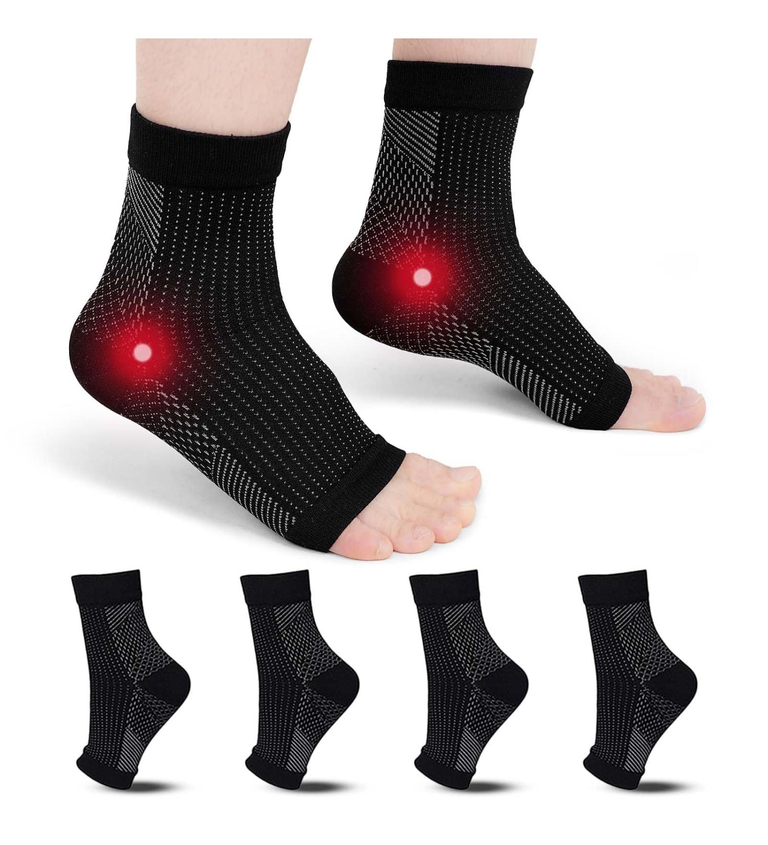 Plantar Fasciitis Support Socks | 4 Pairs Compression Foot Sleeve for Pain Relief | Ankle Brace for Neuropathy, Achilles Tendonitis, Arthritis | Men Women | Black L/XL - Buy Online on GoSupps.com