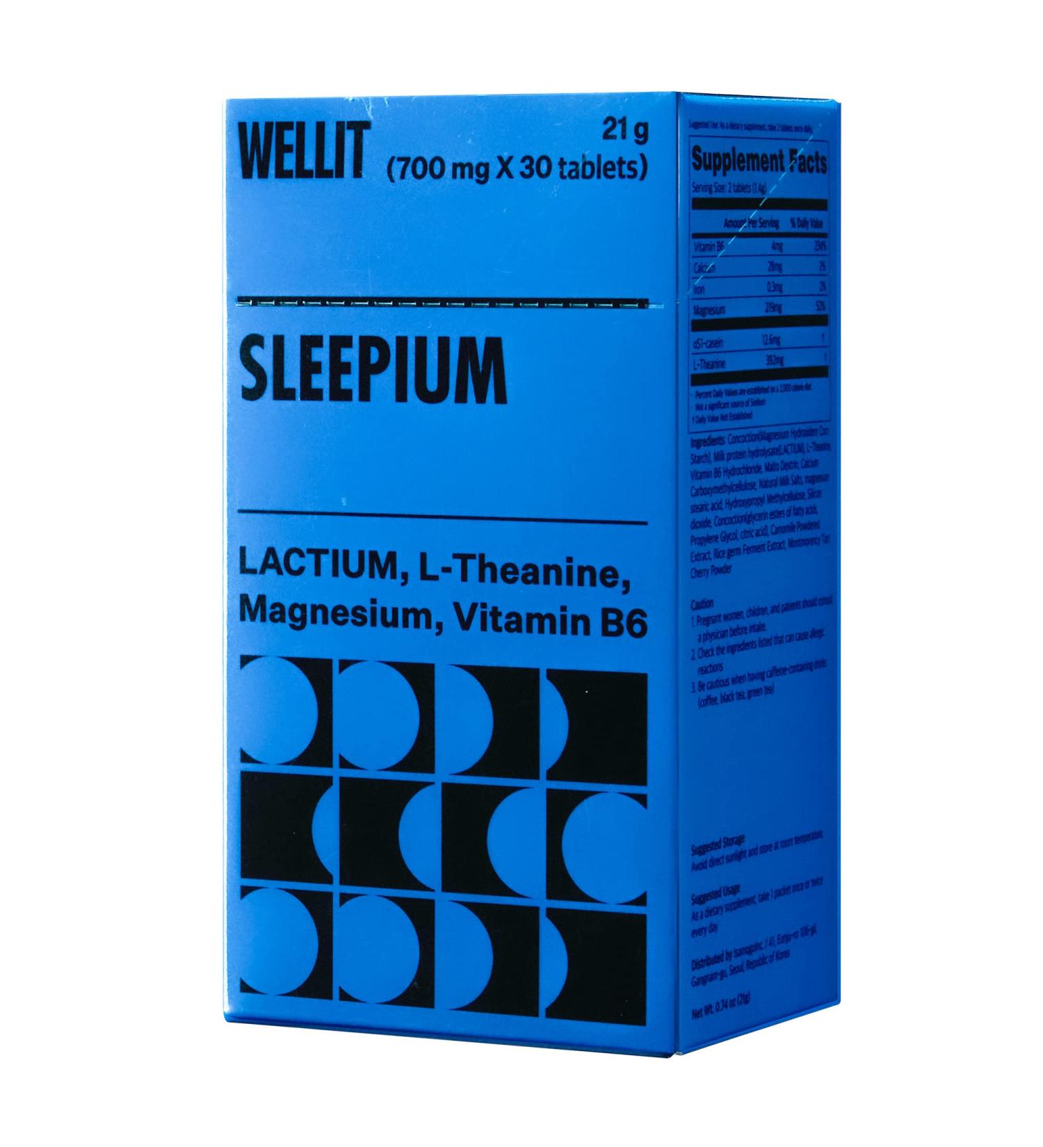 Sleepium Lactium L-Theanine Pills - Natural Sleep Support & Stress Relief Supplement with Magnesium & Vitamin B6 - 30 Tablets - Buy Online on GoSupps.com