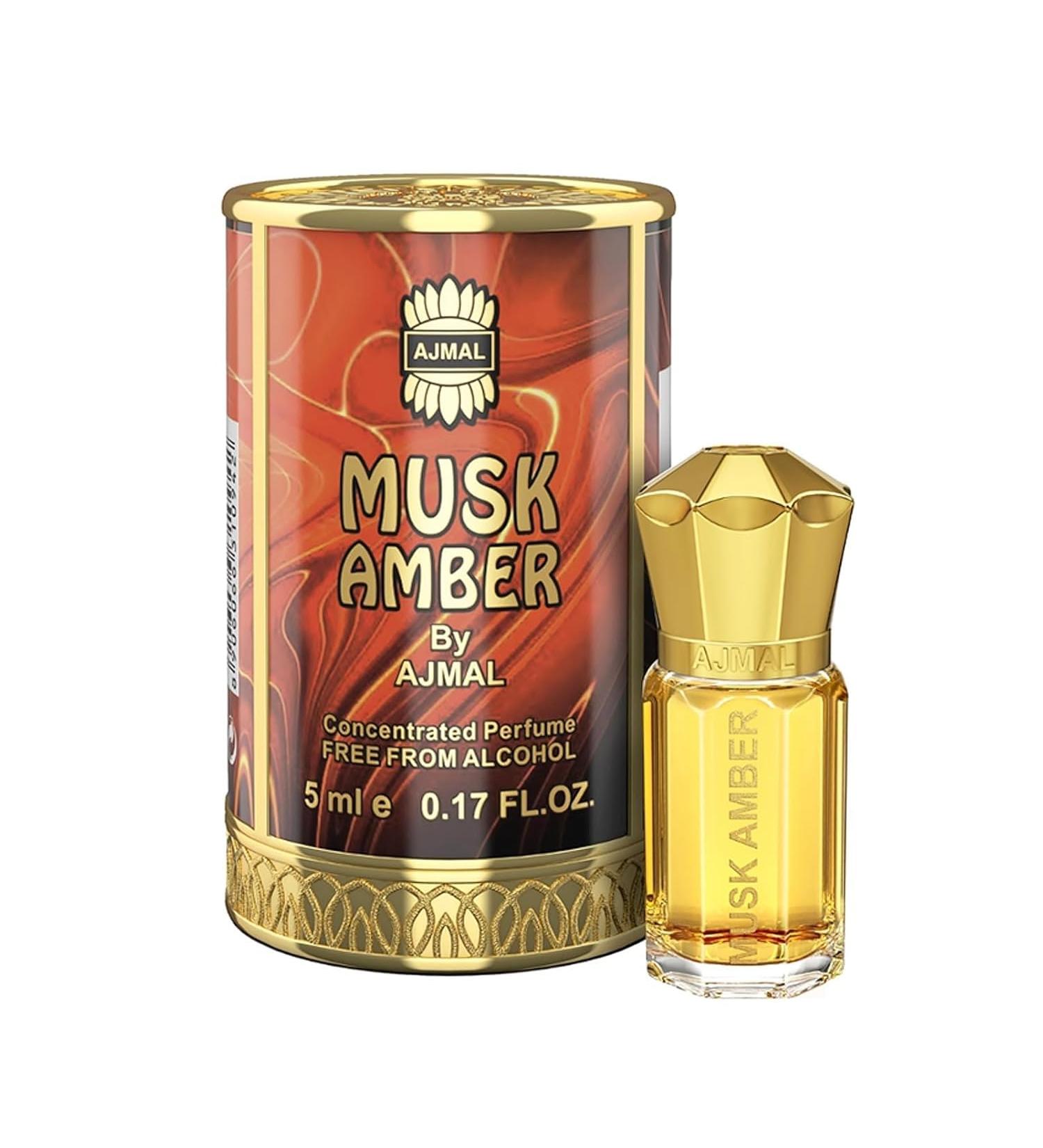 AJMALL Musk Amber Liquid Attar | Woody & Spicy Fragrance | Non-Alcoholic | Long Lasting Liquid Attar For Men - 5 Ml - Buy Online on GoSupps.com