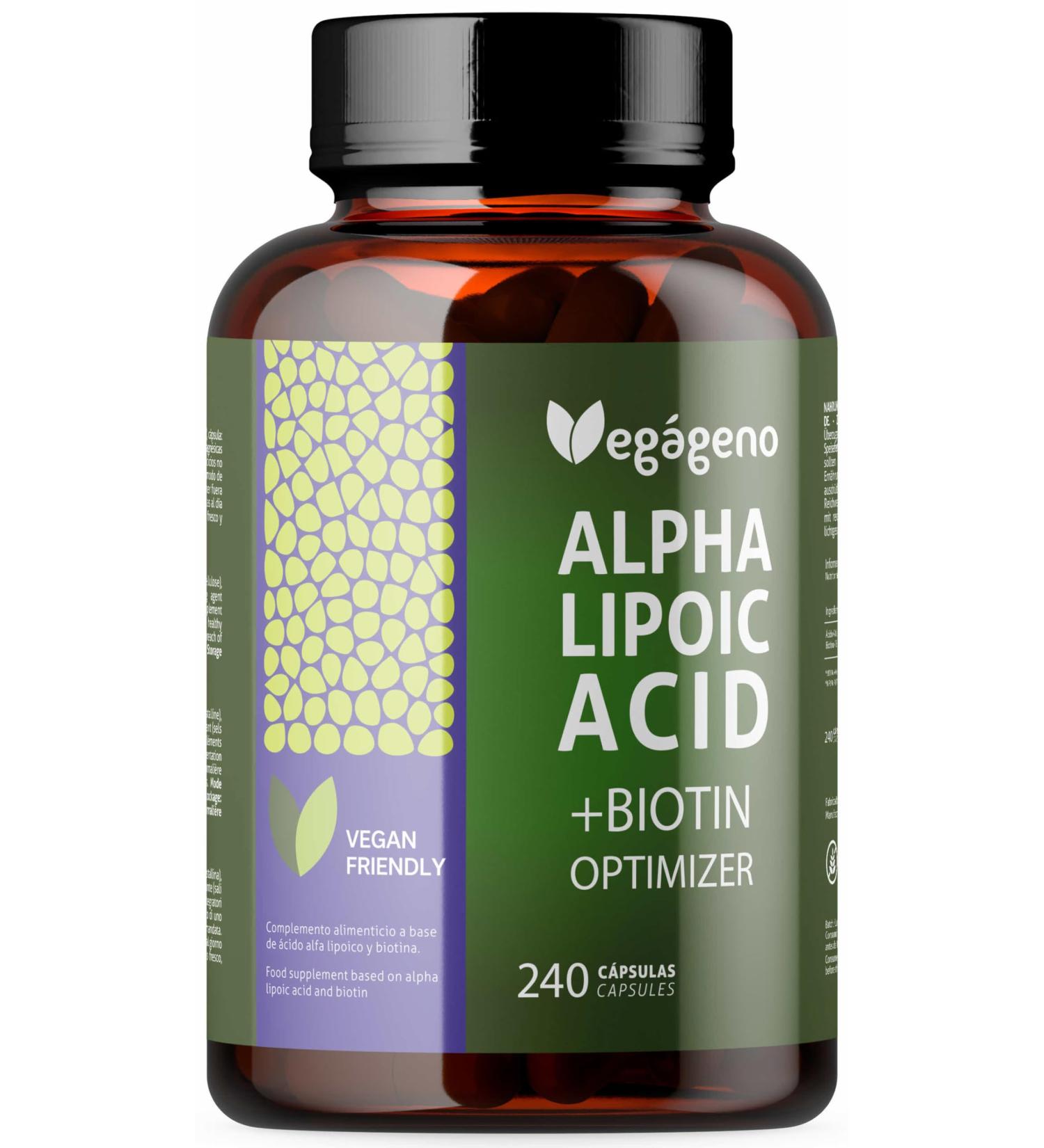 Alpha Lipoic Acid & Biotin Optimizer - High Bioavailability Natural Antioxidant Vegan - 240 Vegetarian Capsules for Stronger Skin Nails & Hair | Gluten-Free Gene-Free - Buy Online on GoSupps.com