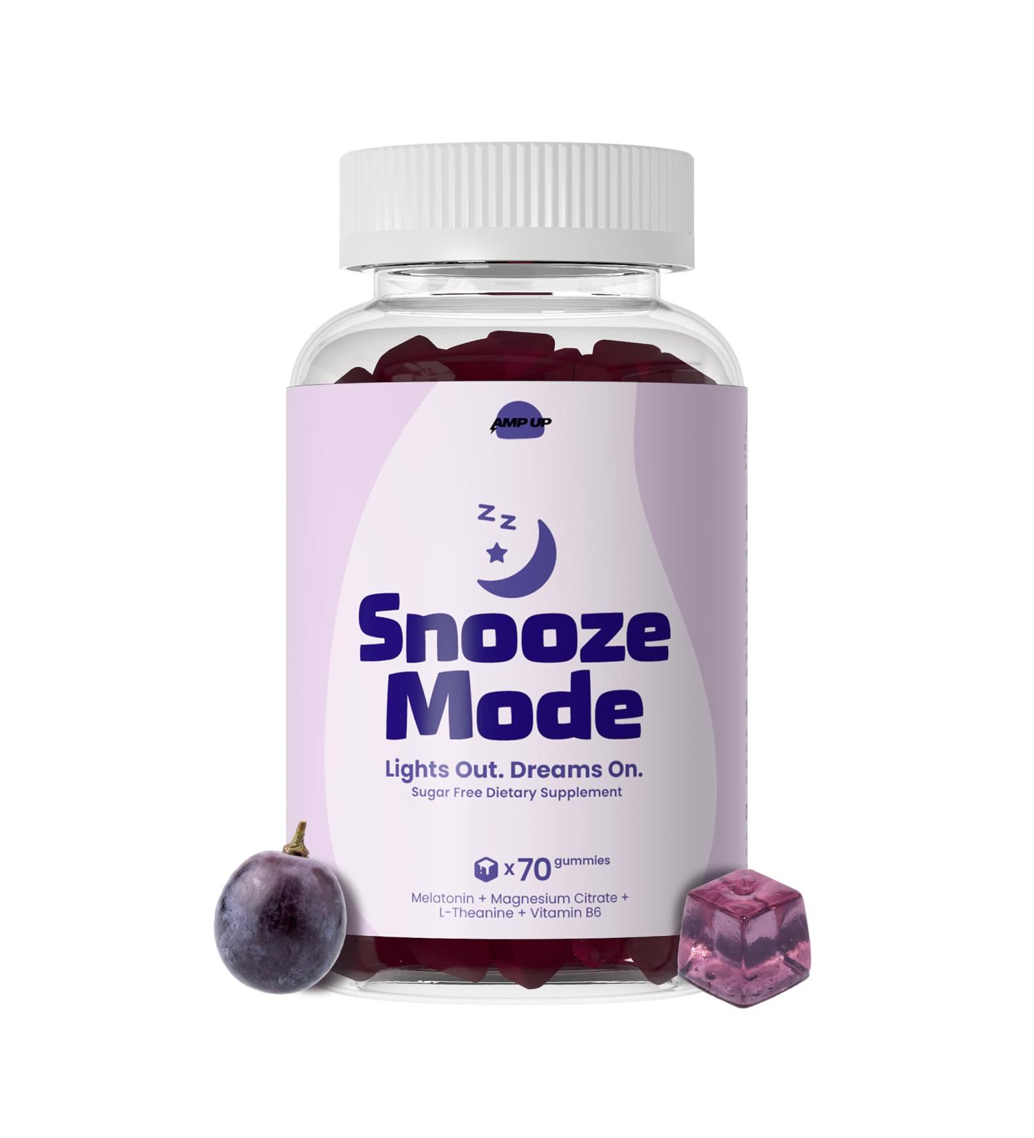 AmpUp Sleep Melatonin Sugar-Free Gummies with 5mg Melatonin Magnesium L-Theanine Sleep Aid Gluten Free Gelatin Free Non GMO Vegetarian Grape Flavor 70 Gummies 1 - Buy Online on GoSupps.com