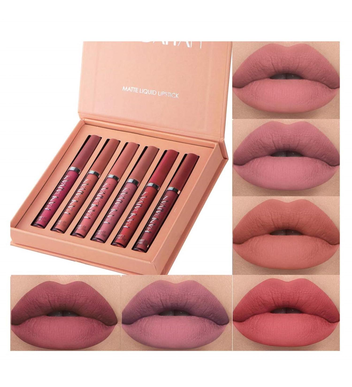 6-Piece Nude Matte Liquid Lipstick Set - Long-Lasting, Waterproof Lip Gloss Gift for Women (Set B) - Buy Online on GoSupps.com