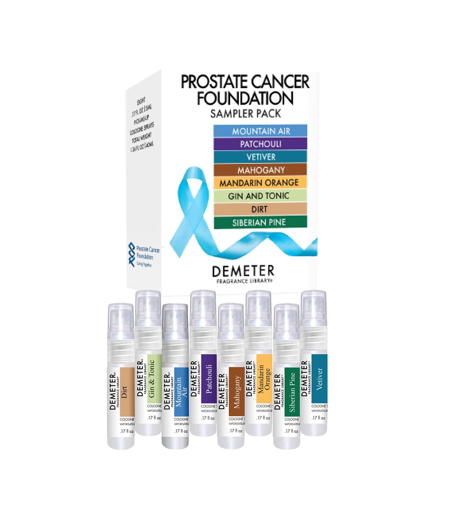 DEMETER Prostate Cancer Foundation Cologne Sampler Set Fragrances - Mountain Air Patchouli Vetiver Mahogany Mandarin Orange Gin and Tonic Dirt and Siberian Pine Perfumes for Women and Men