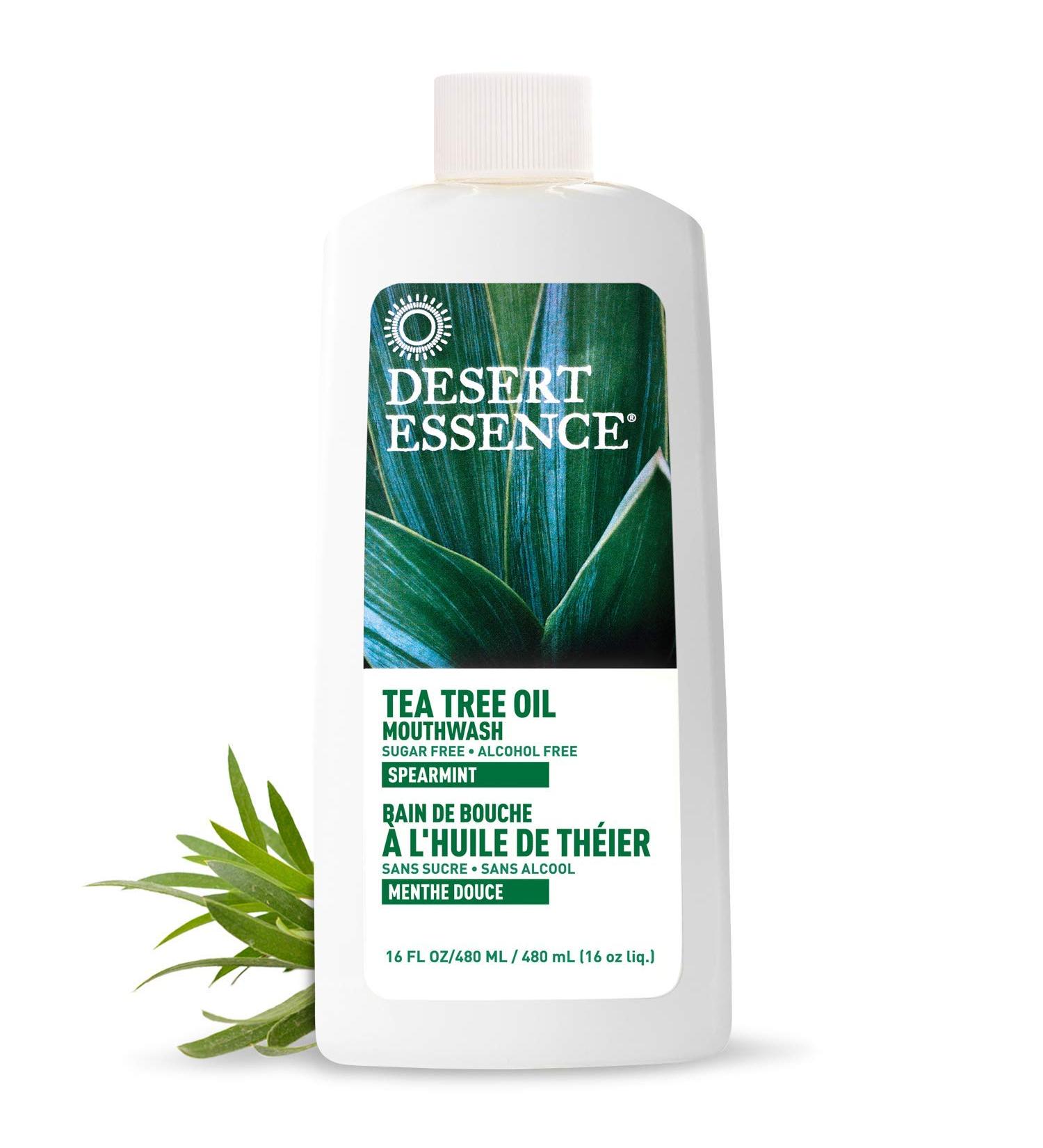 Desert Essence Tea Tree Oil Mouthwash - Sweet Mint - Set of 2 (473 mL) - Natural Oral Care | International Shipping Available - Buy Online on GoSupps.com
