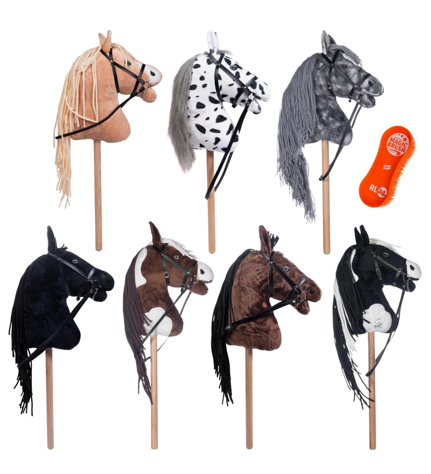 Buy RL24 HKM Hobby Horse Sunny | Plush Stock Horse with Bridle Wooden Stick & Long Mane - Light Brown - International Shipping Available - Buy Online on GoSupps.com