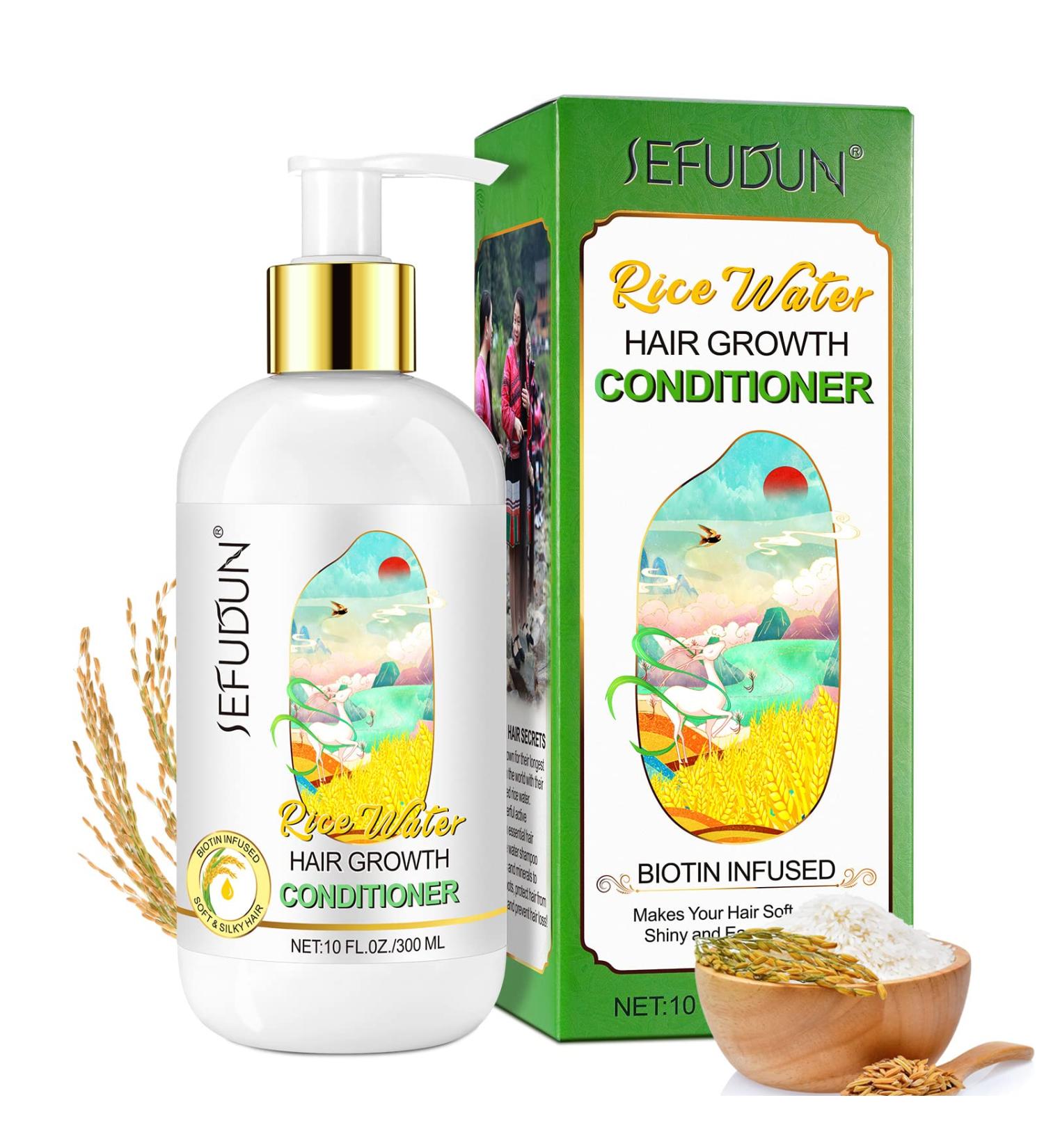 Rice Water Hair Growth Conditioner with Biotin & Caffeine - Nourishing and Strengthening for Dry, Frizzy Hair - 10 Fl Oz - Buy Online on GoSupps.com