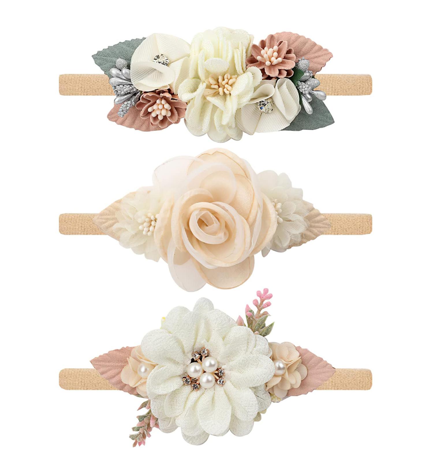 Makone Baby Hair Band | Stretchy Nylon Flower Headbands for Newborns & Toddlers | Adorable Baby Girl Hair Accessories - Buy Online on GoSupps.com