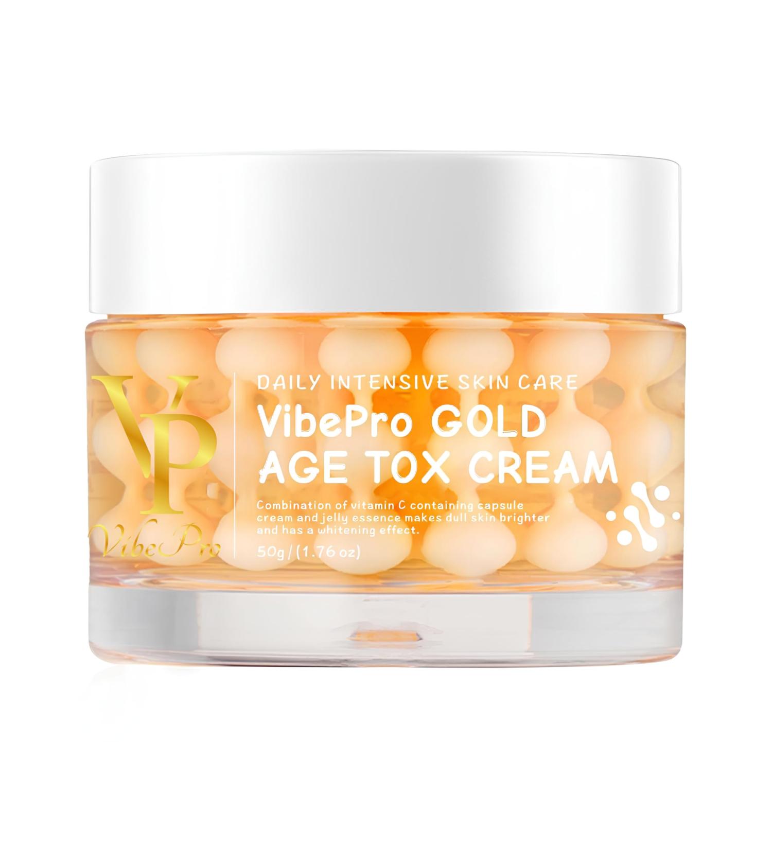 VibePro Gold Age Tox Cream Daily Intensive Skin Care Vitamin C Face Moisturizer for Brightening and Anti-Aging Capsule Cream 50ml - Buy Online on GoSupps.com