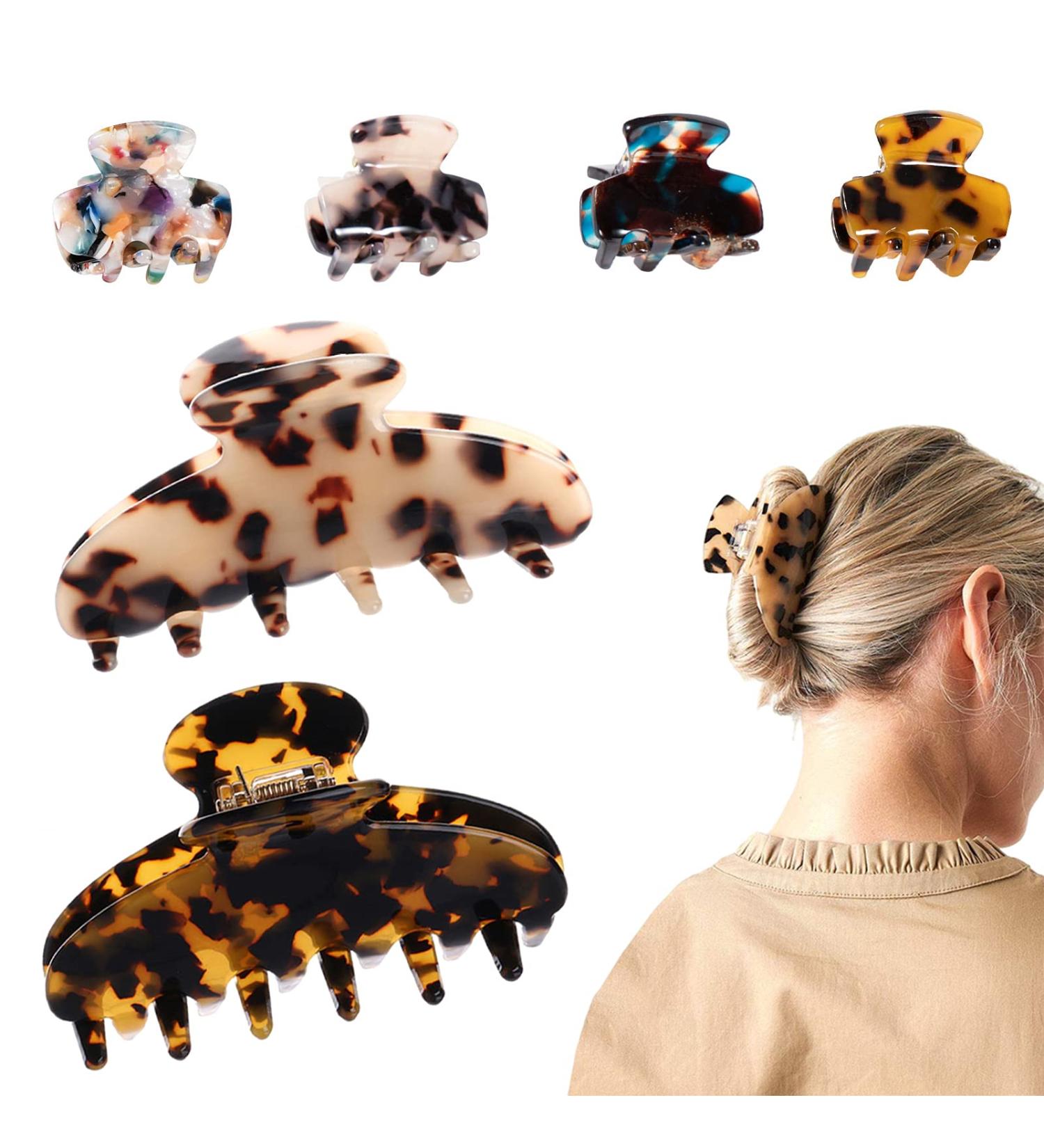 Vegcoo 6-Piece Acetate Hair Clip Set for Women | Vintage Large & Small Hair Clips for All Hair Types - Perfect for Thin & Thick Hair - Buy Online on GoSupps.com