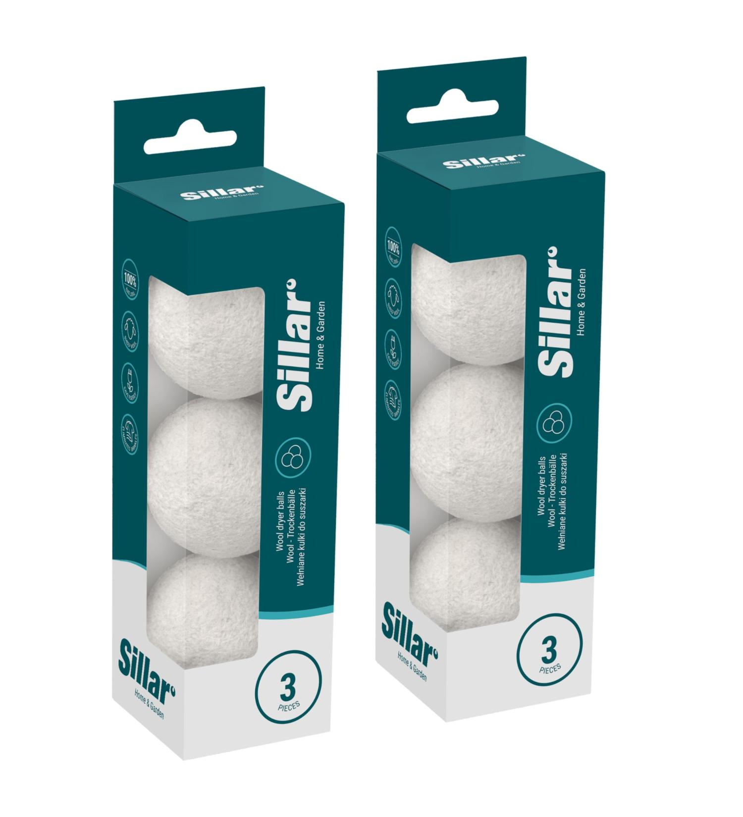 Sillar Dryer Balls Eco Made of Wool 6 pcs Dryer Balls for Tumble Dryer | 7 cm Natural Balls for The Dryer 100% Sheep Wool | Natural Fabric Softener Reduce Wrinkles Shortens Drying Time Reusable - Buy Online on GoSupps.com