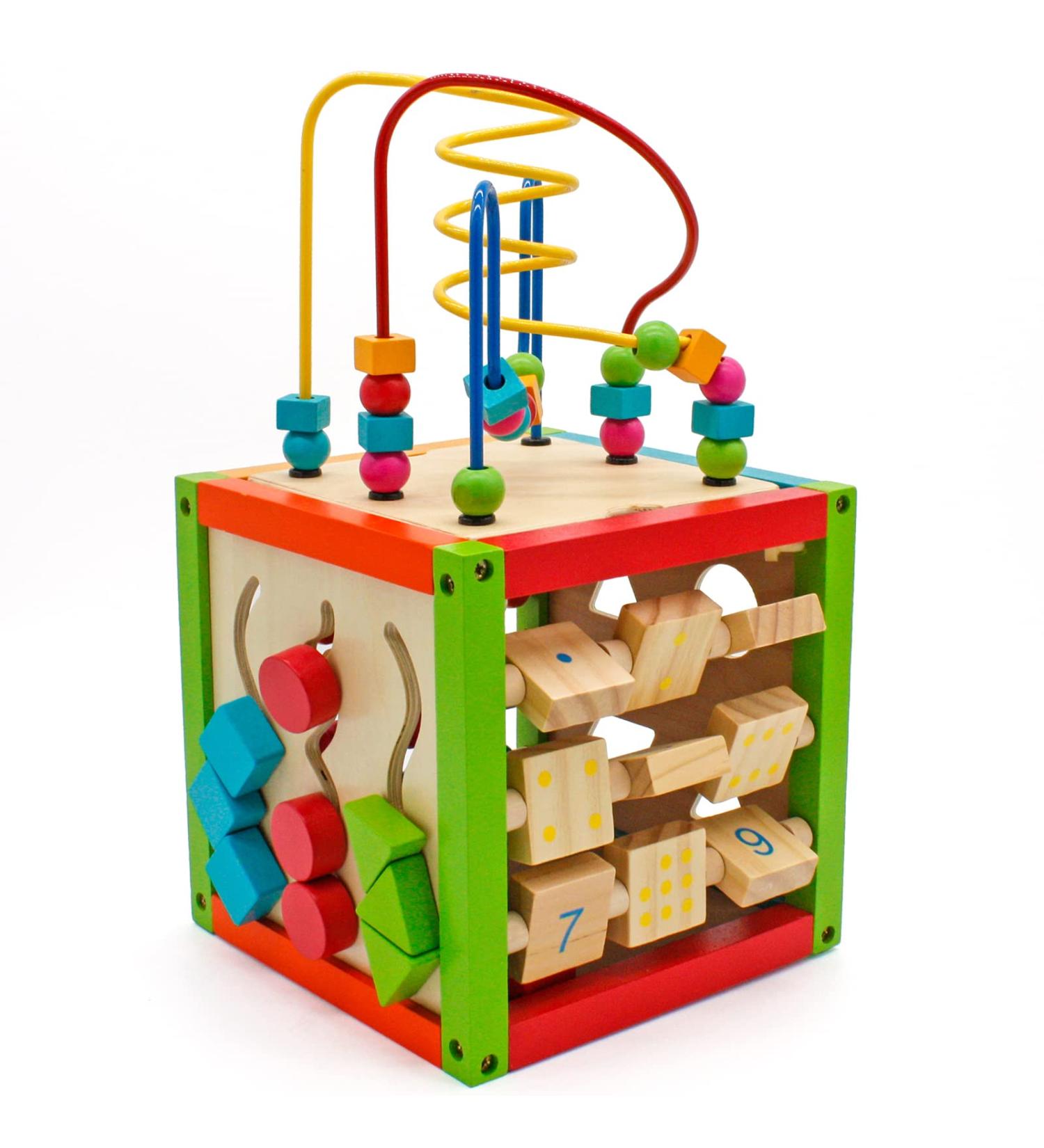 Balinco 5-Sided Activity Cube for Babies | Wooden Motor Skills Toy with Labyrinth Abacus & Shapes - Ideal for 6 Months+ - Buy Online on GoSupps.com