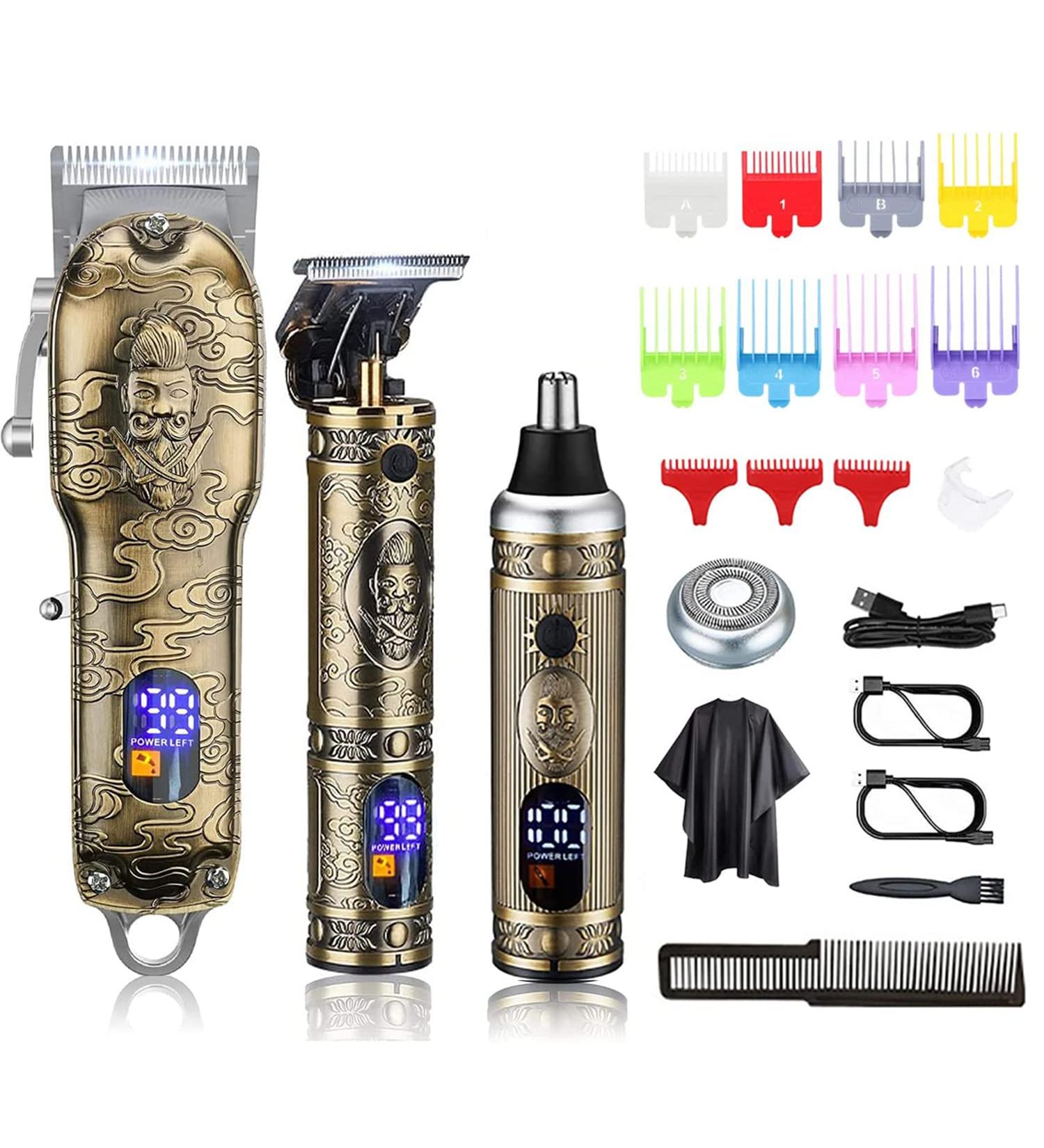 Suttik Hair Clippers for Men - Professional Cordless Barber Trimmer Set for Hair Cutting & Grooming - Rechargeable with LCD Display - Father's Day Gift in Bronze - Buy Online on GoSupps.com