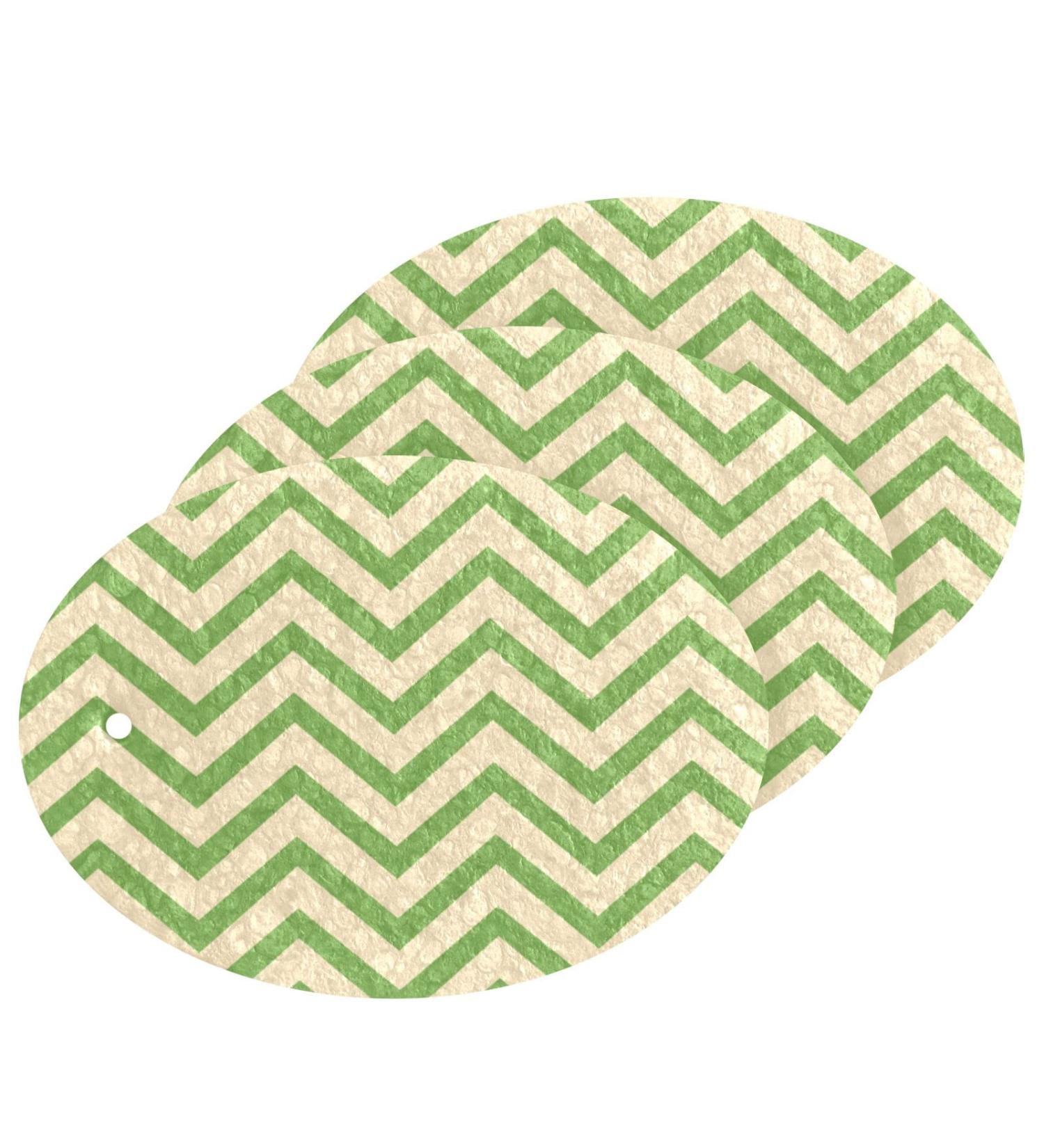 3-Pack Cleaning Kitchen Sponges Oval Cartoon Green Stripes Kitchen Cellulose Dishwashing Wood Pulp Cotton - Buy Online on GoSupps.com