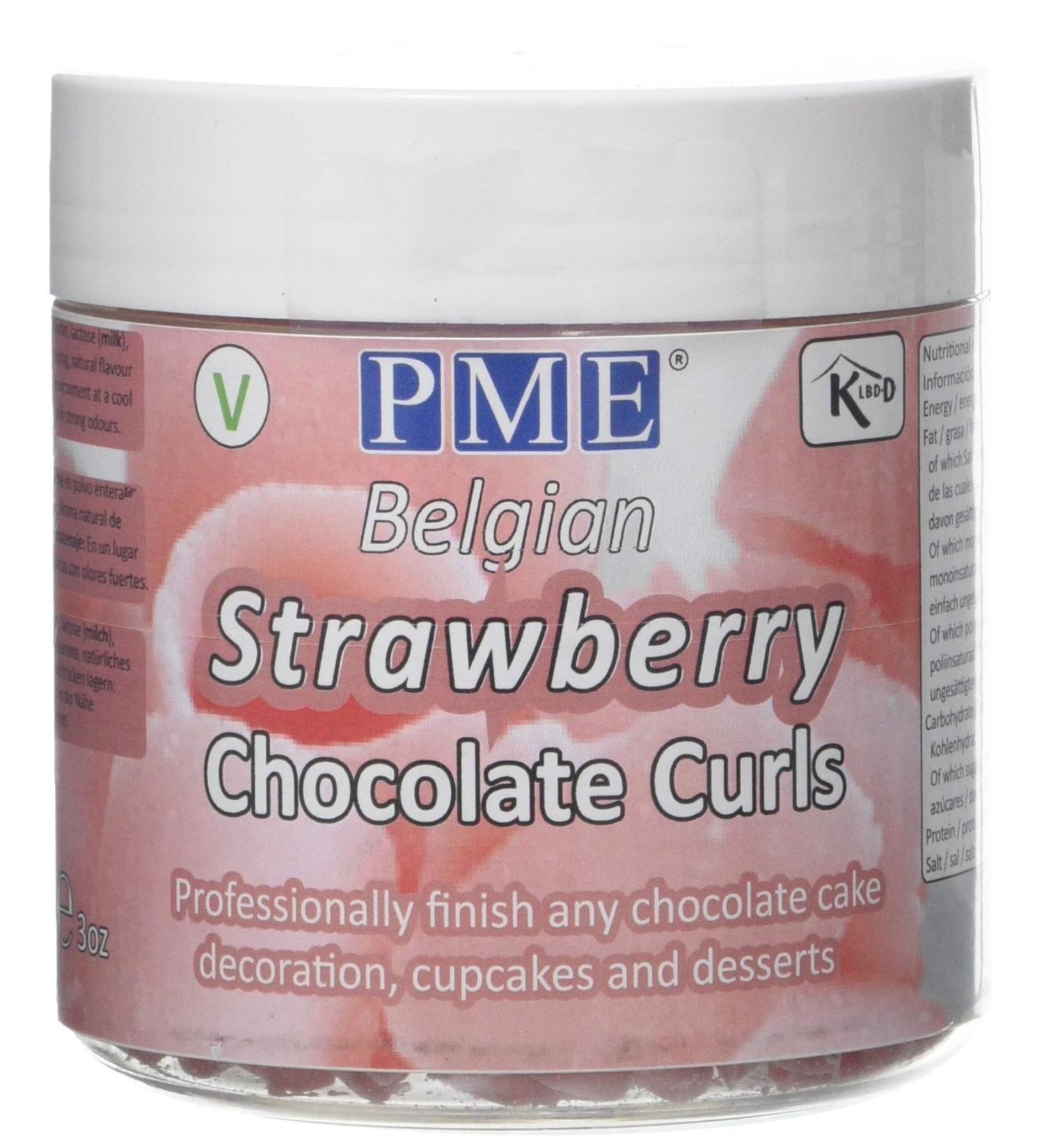 PME Belgian Strawberry Chocolate Curls 85 g - Buy Online on GoSupps.com
