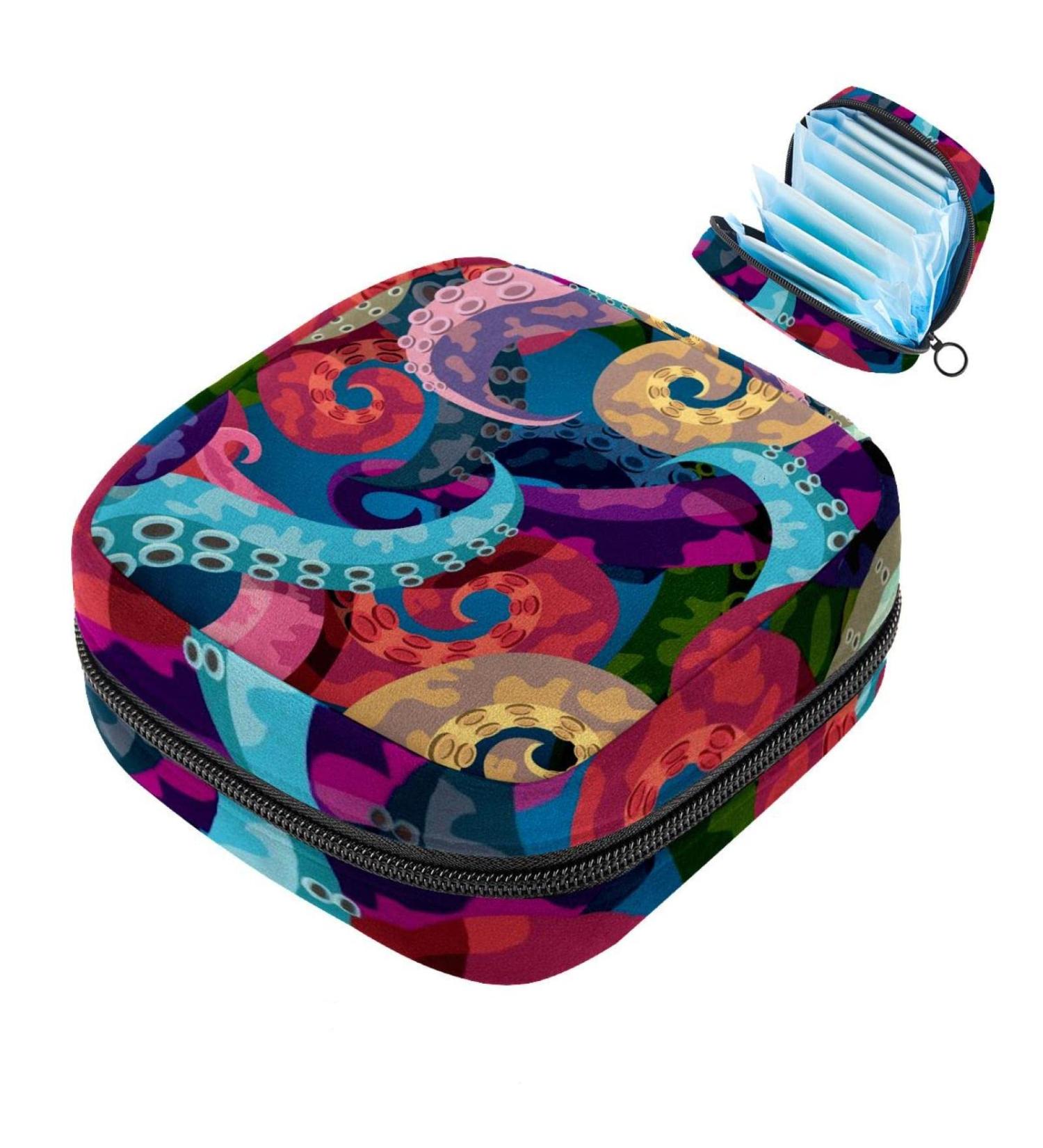 Colorful Octopus Women's Napkin Storage Bag | Portable Menstrual Cup & Bandages for Girls & Women | Ideal for First Period & Teenagers - Buy Online on GoSupps.com