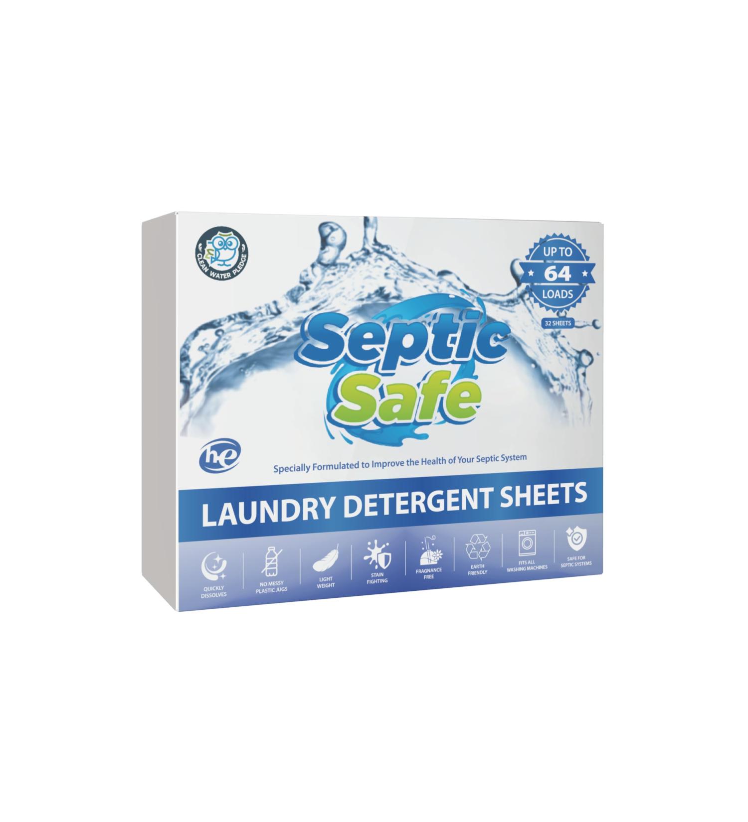 Sepic Safe Laundry Detergent Sheets - Fragrance Free 64 Count (Up to 128 Loads)