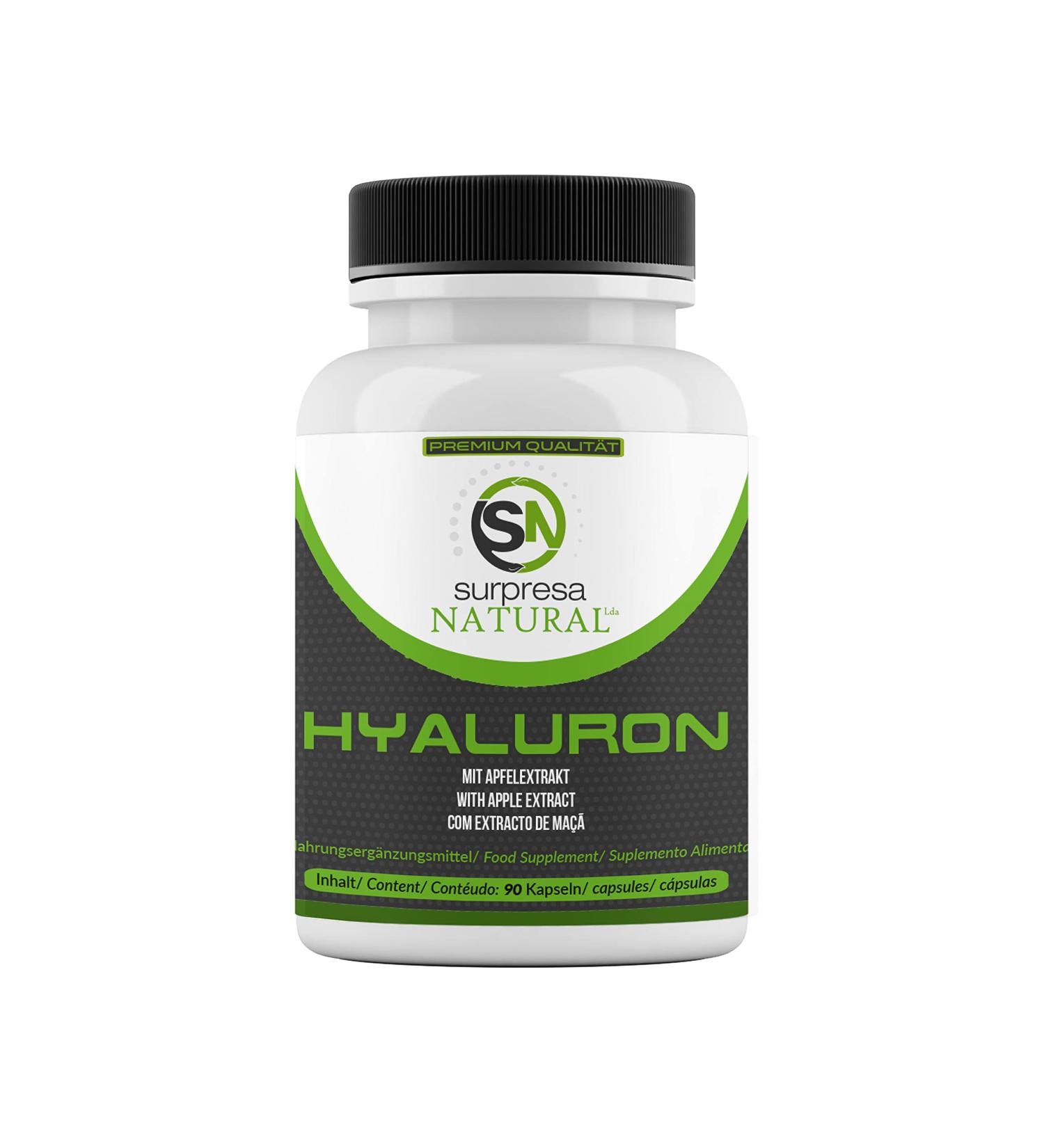  Surpresa Natural Highly Dosed Hyaluronic Acid Capsules I 1 x 90 Capsules with Apple Extract I 500 mg Hyaluronic Acid with 500-700 kD Per Capsule I Hyaluronic Acid Capsules I Capsules - Buy Online on GoSupps.com