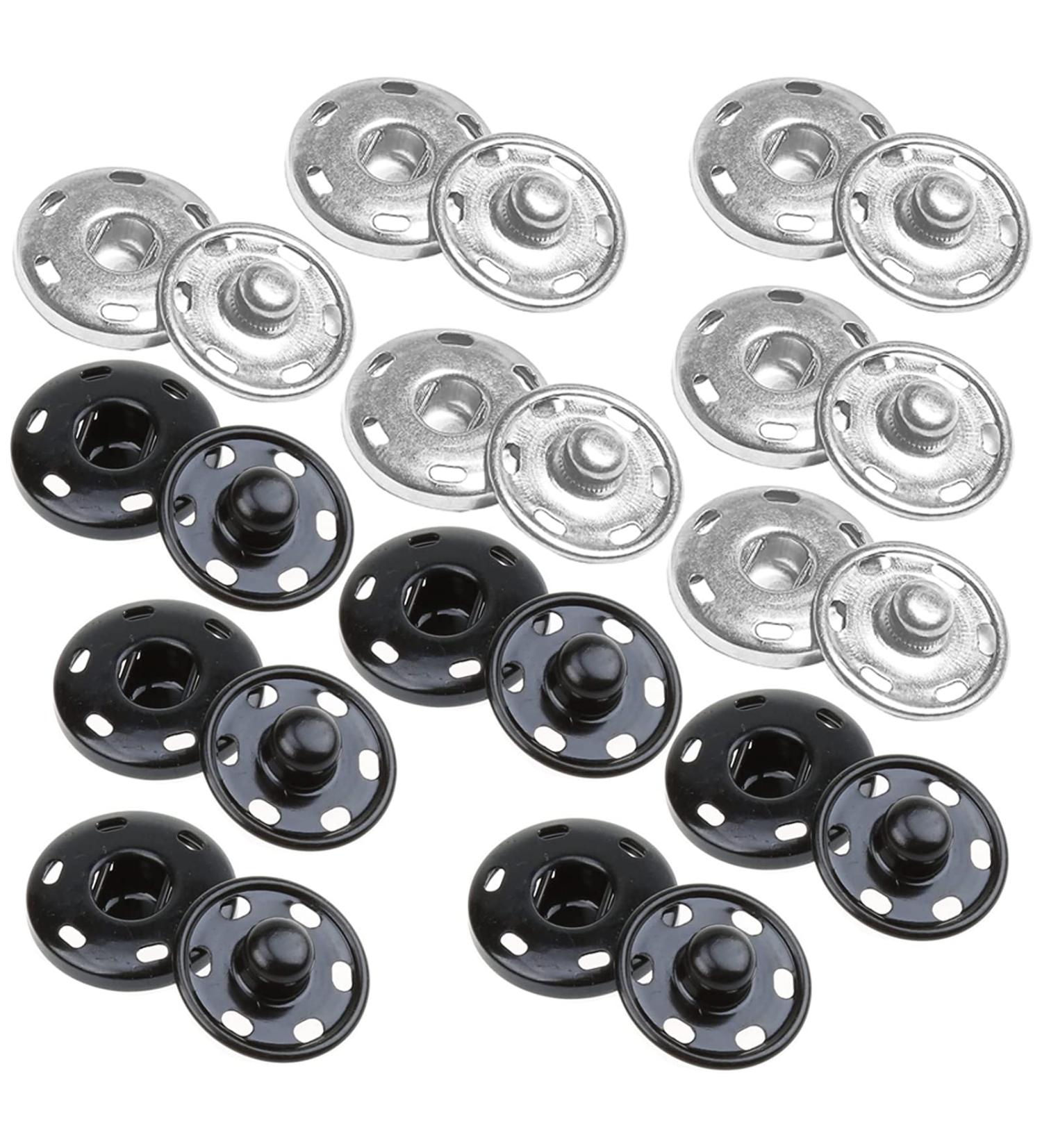 JOSDIOX Large Snap Fastener Buttons 12 Sets - Silver/Black - for Sewing Clothing - 25mm Size - Buy Online on GoSupps.com
