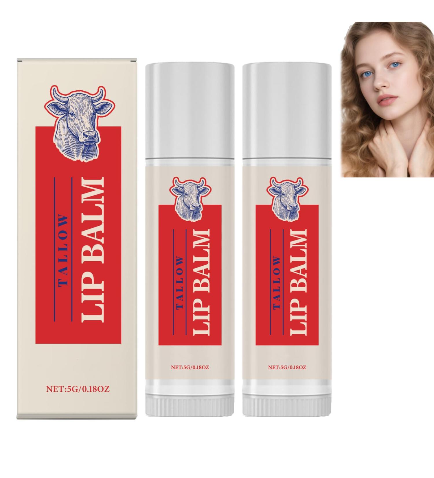 homomdy Beef tallow lip balm moisturizing and soothing balm for dry and chapped lips moisturizing balm that repairs and protects long-lasting care for soft and smooth lips (2 pcs) - Buy Online on GoSupps.com