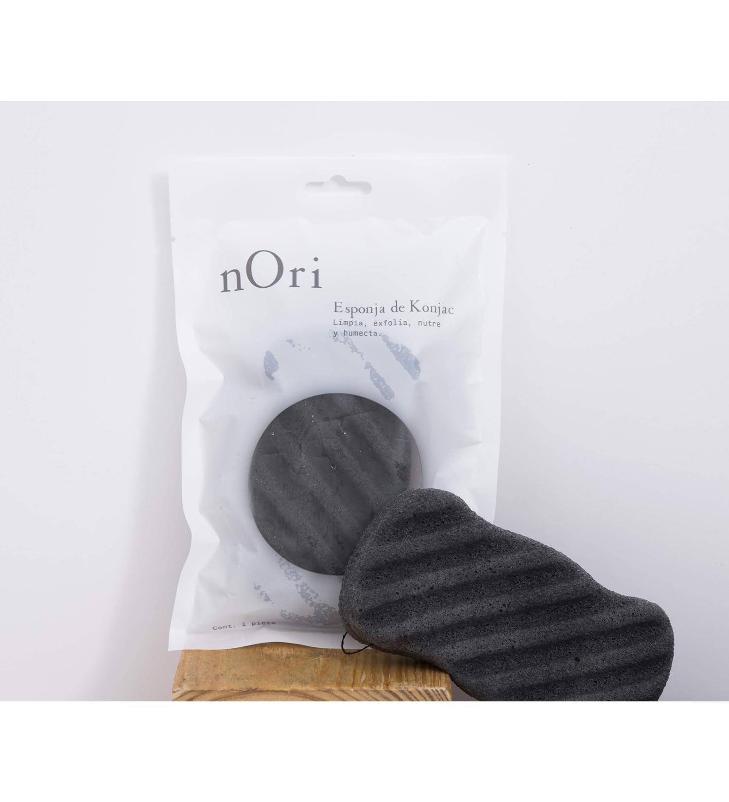 NORI KONJAC Sponge: Bamboo Charcoal & Natural Fiber | All Skin Types | Cleanses and Exfoliates | Daily Skincare Routine - Buy Online on GoSupps.com