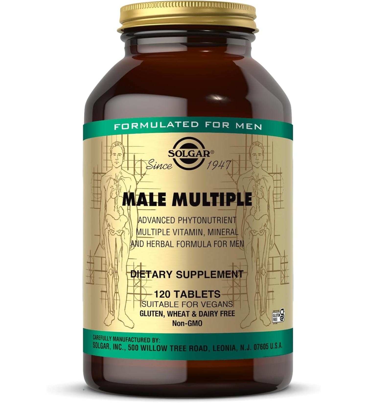 Solgar Male Multiple Multivitamin Mineral & Herbal Formula  - 120 Tablets  - Buy Online on GoSupps.com