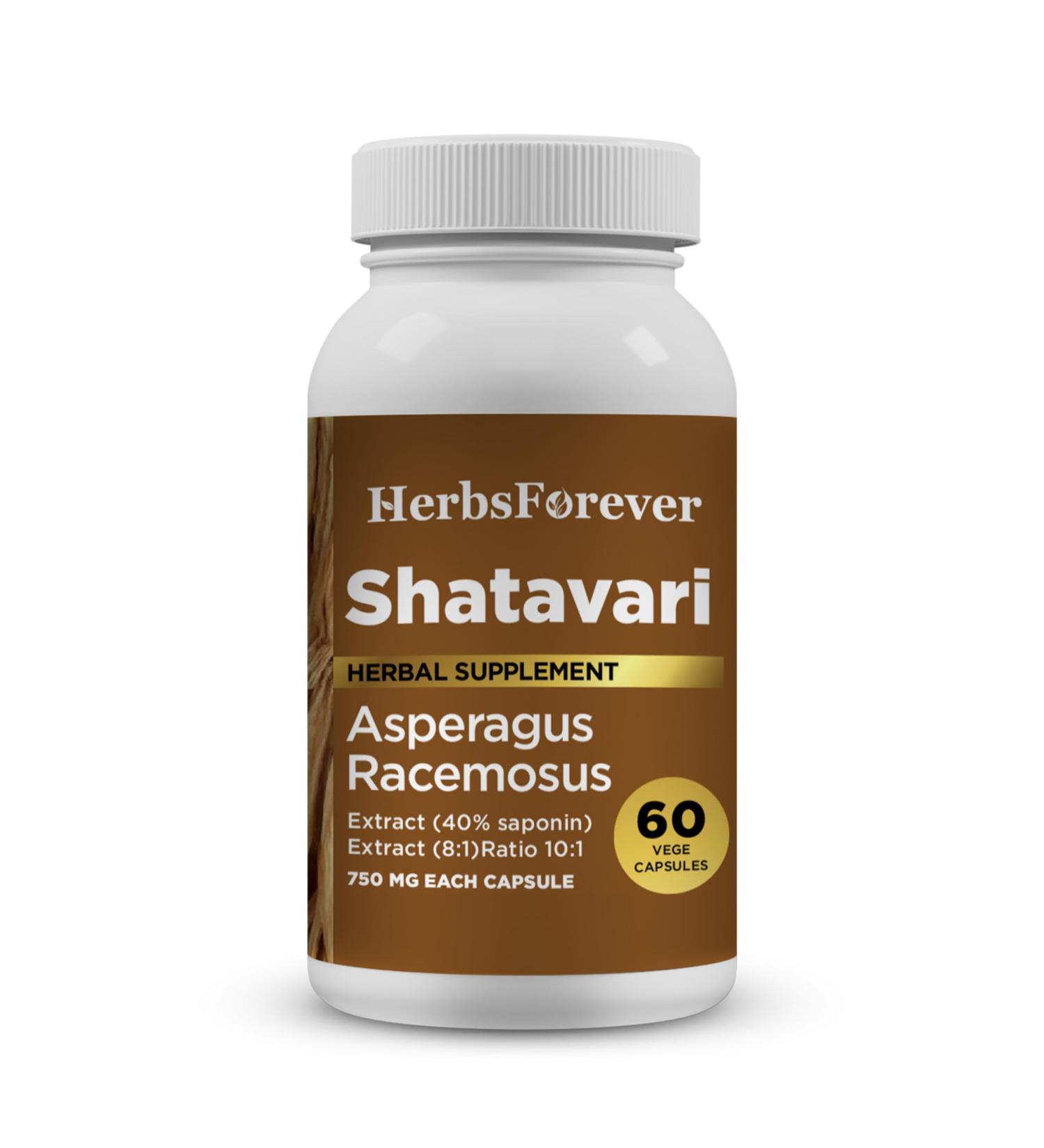 Herbsforever Shatavari(Asparagus Racemosus)-Extra Strength (8:1) Extract Equiv.to 3200mg Root Powder Per Serving-Fertility & Female Support Cycle Hormonal Balance 40% Saponins|60Veg Capsules|750mg 60 Count (Pack of 1) - Buy Online on GoSupps.com