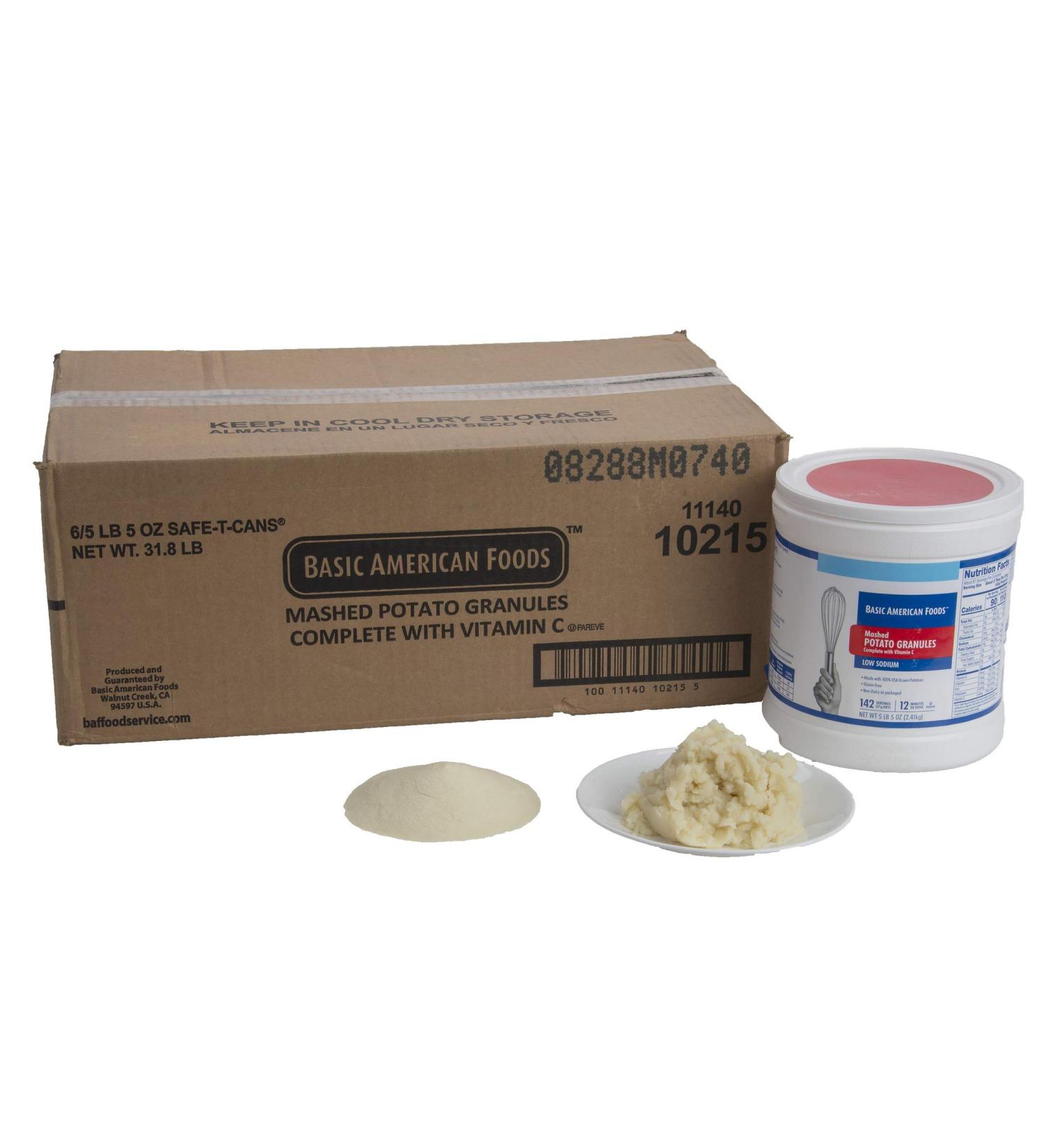 Basic American Food Mashed Potato Granules - Large Size for Food Services and Restaurants - Gluten Free, Dairy Free - 100% USA Grown Potatoes - Easy to Prepare - 5oz Cans (Pack of 6 - Buy Online on GoSupps.com