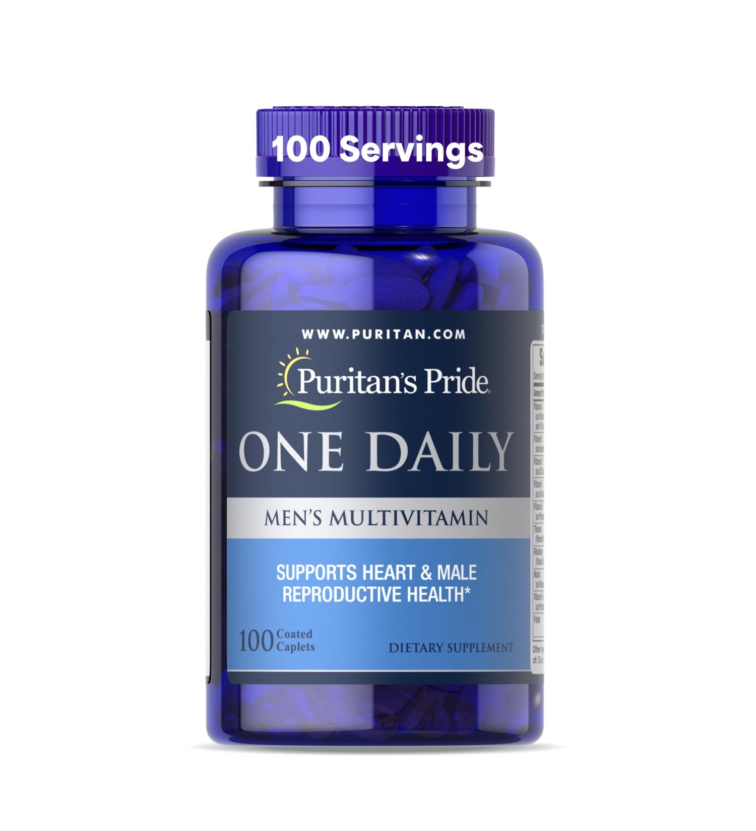 Puritan's Pride One Daily Men's Multivitamin Dietary Supplement to Support Heart and Male Reproductive Health with Vitamin A C D E and Zinc 3 Month Supply 100 Count* 100 count (Pack of 1) - Buy Online on GoSupps.com