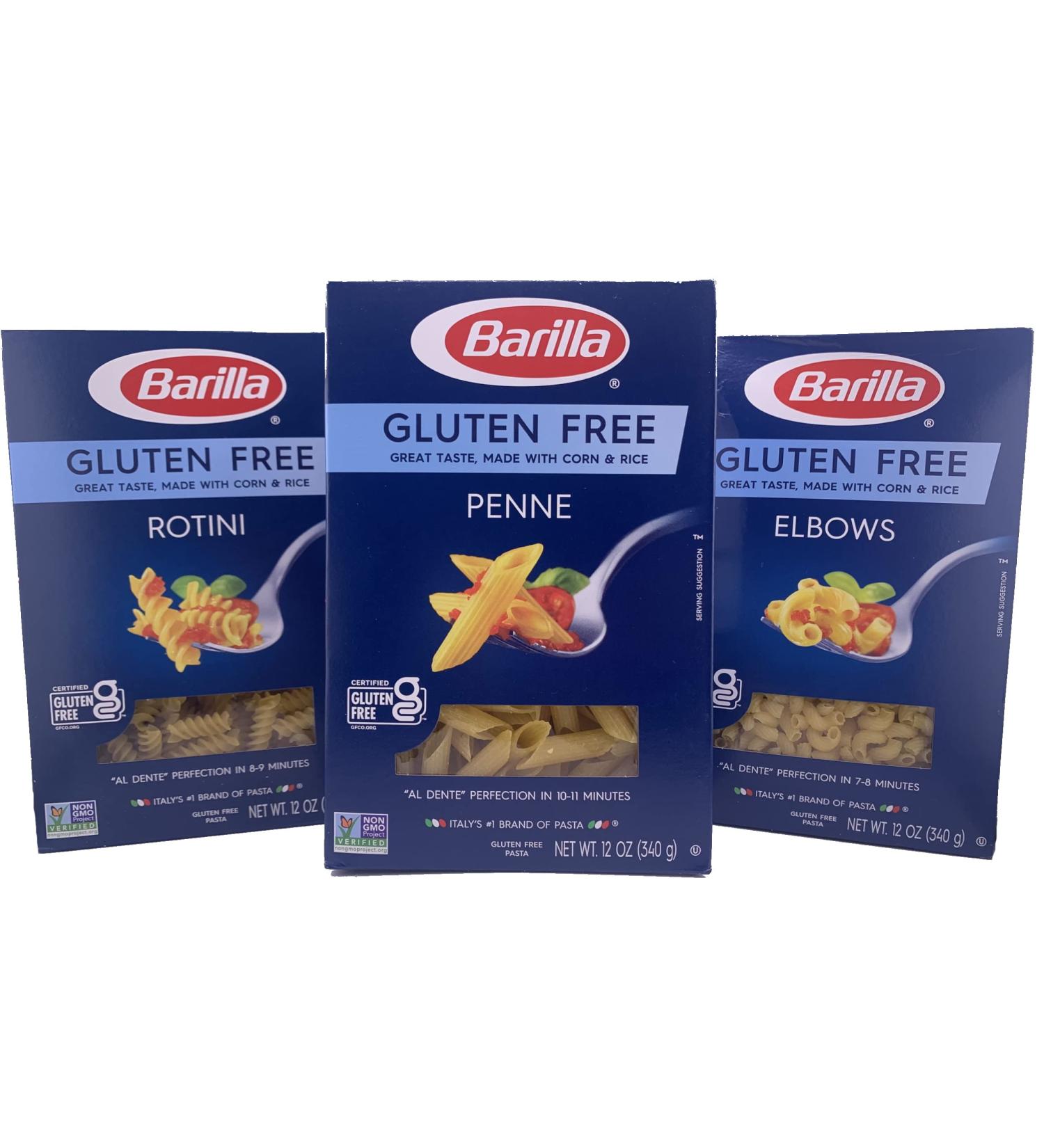 Barilla Gluten Free Pasta Variety Pack - Penne, Rotini, Elbow Macaroni Noodles - 3 x 12oz Boxes - Inspired Candy - Buy Online on GoSupps.com