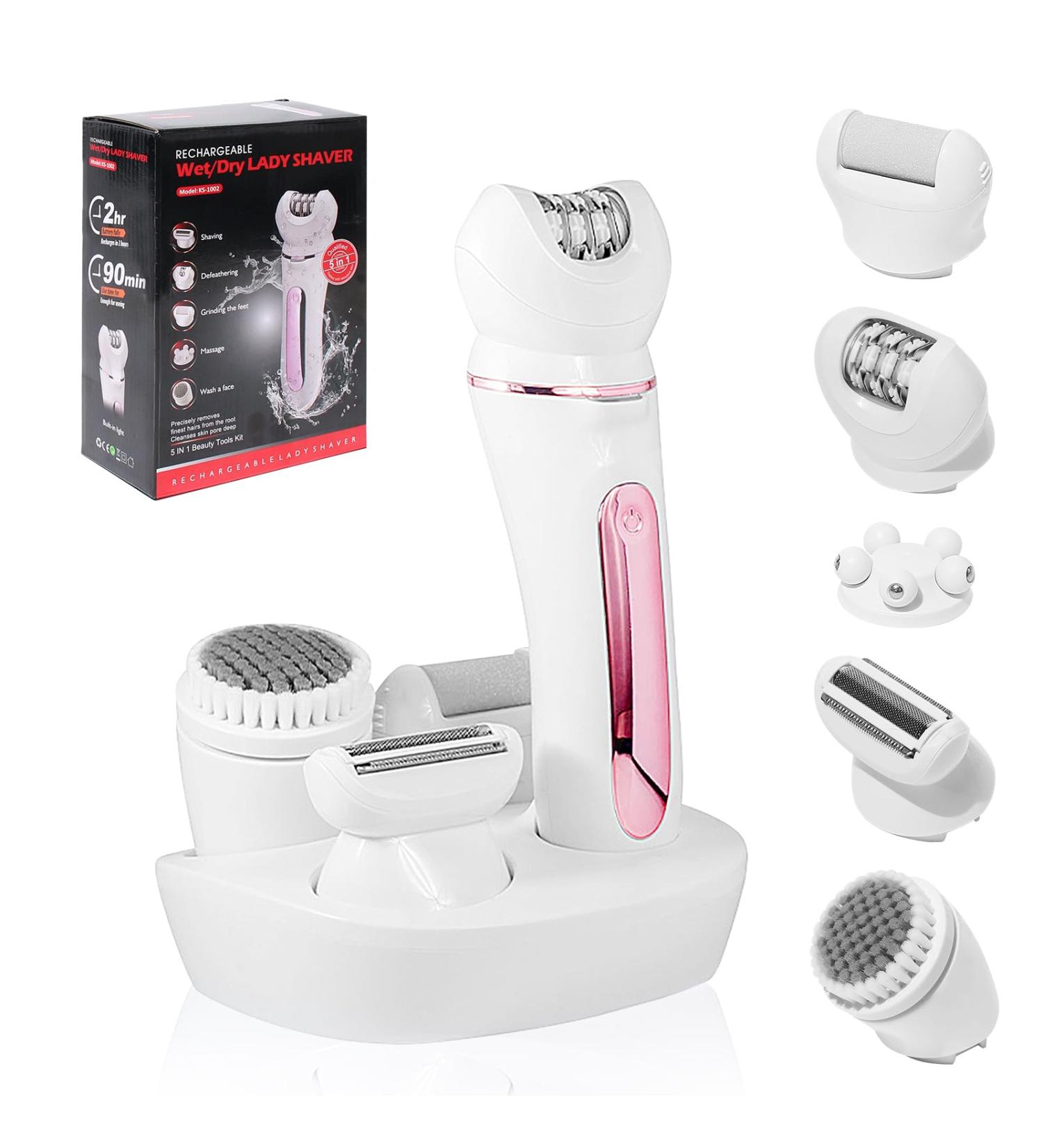 Journeyside 5-in-1 Wireless Epilator for Women | Long-Lasting Hair Removal Lady Shaver & Facial Spa Wet & Dry with LED Light - Buy Online on GoSupps.com