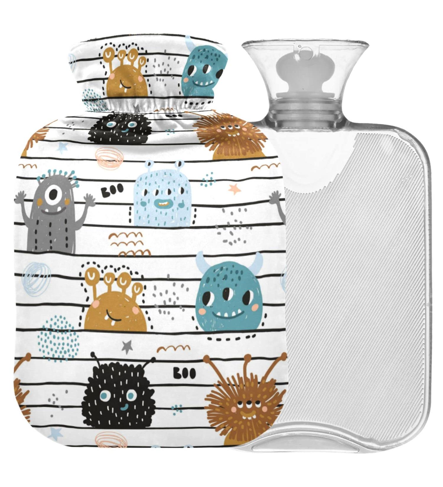 Naanle Stripes Monster Hot Water Bottle 2L - Large Transparent Cover for Pain Relief & Heat Therapy | Ideal for Bed & Hand/Foot Use - Buy Online on GoSupps.com