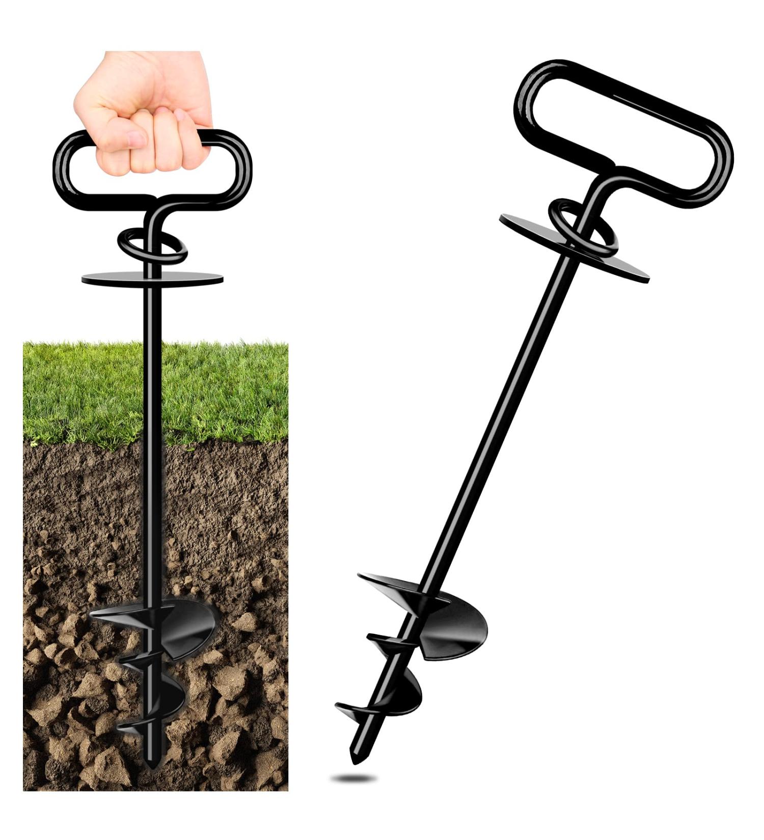 Ground Anchor Dog Dog Stake for Medium to Large Dogs up to 220 lbs Spiral Blade Dog Stake for Yard Beach Lawn Outdoor (Black) - Buy Online on GoSupps.com