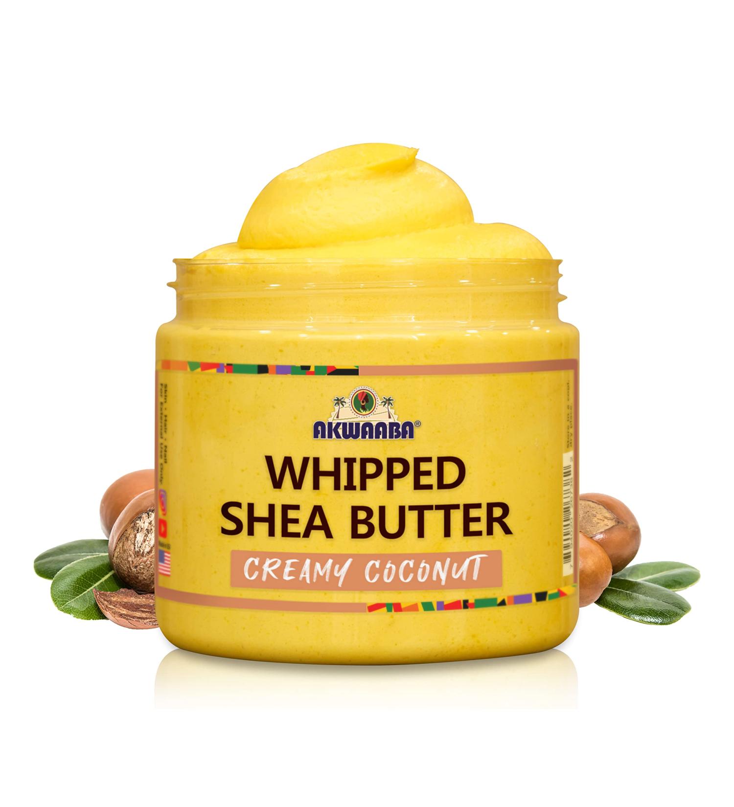 AKWAABA Whipped Shea Butter (Creamy Coconut) 12 oz - Natural Yellow - Body & Hair Moisturizer with Raw Shea Butter from Ghana - Rich in Vitamins A and E - Buy Online on GoSupps.com