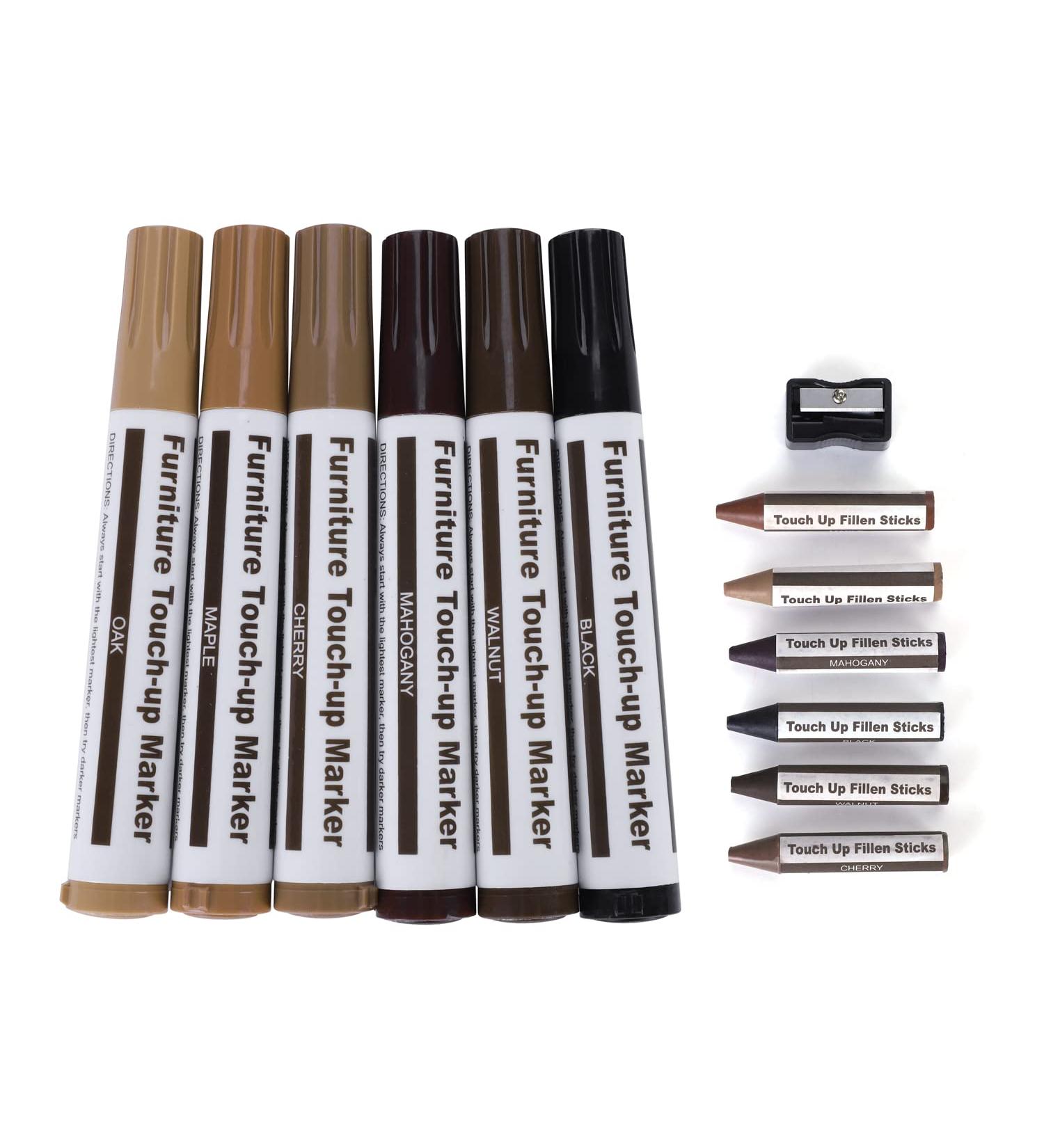 Buy Furniture Repair Kit | Wood Markers & Touch Up Filler for Scratches Cracks & Discoloration | 12-Piece Set for Tables Cabinets and Doors - Buy Online on GoSupps.com