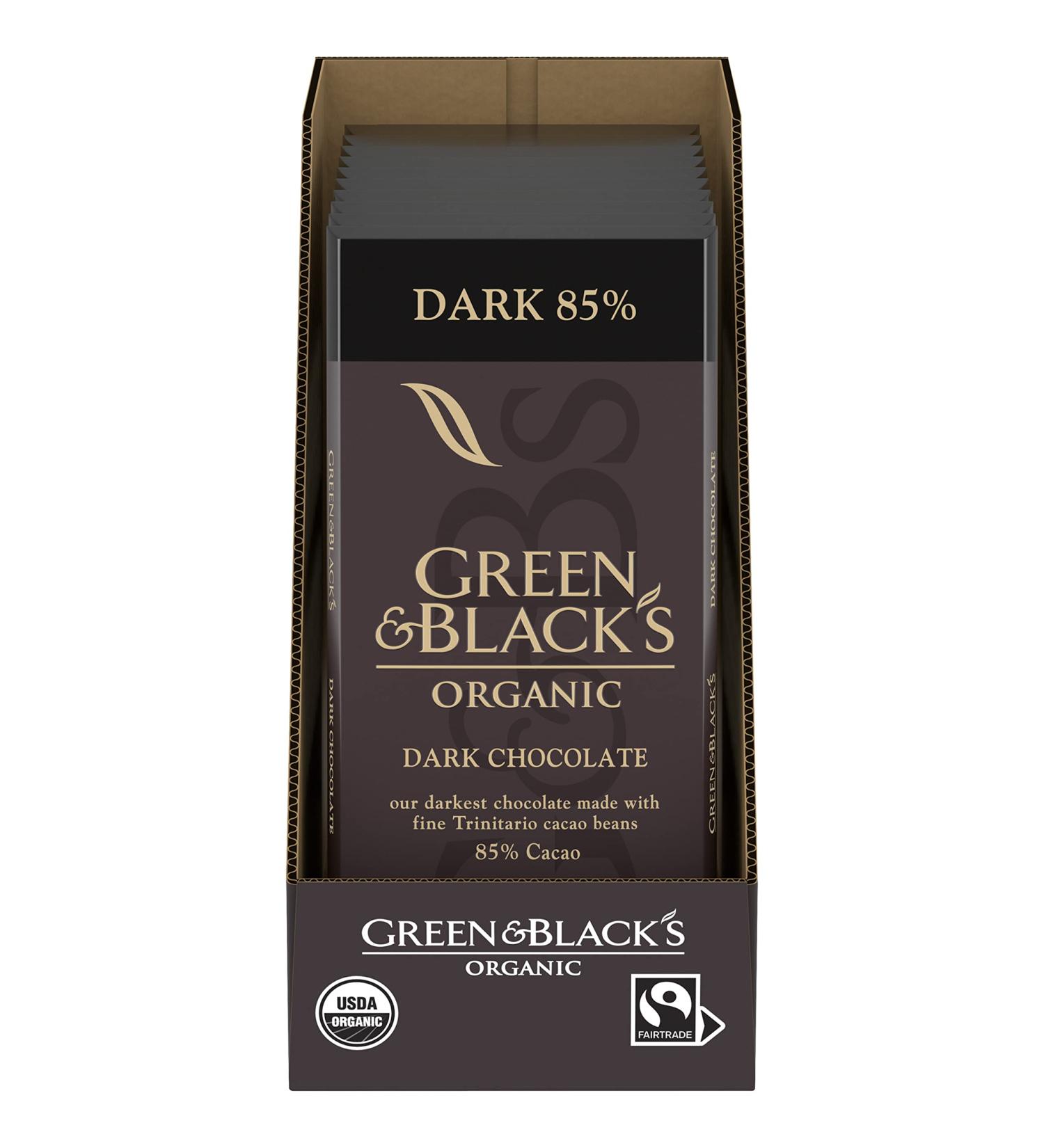 Green & Black's Organic Dark Chocolate Bar - 85% Cacao, 10 Pack of 3.17 oz Bars - Buy Online on GoSupps.com