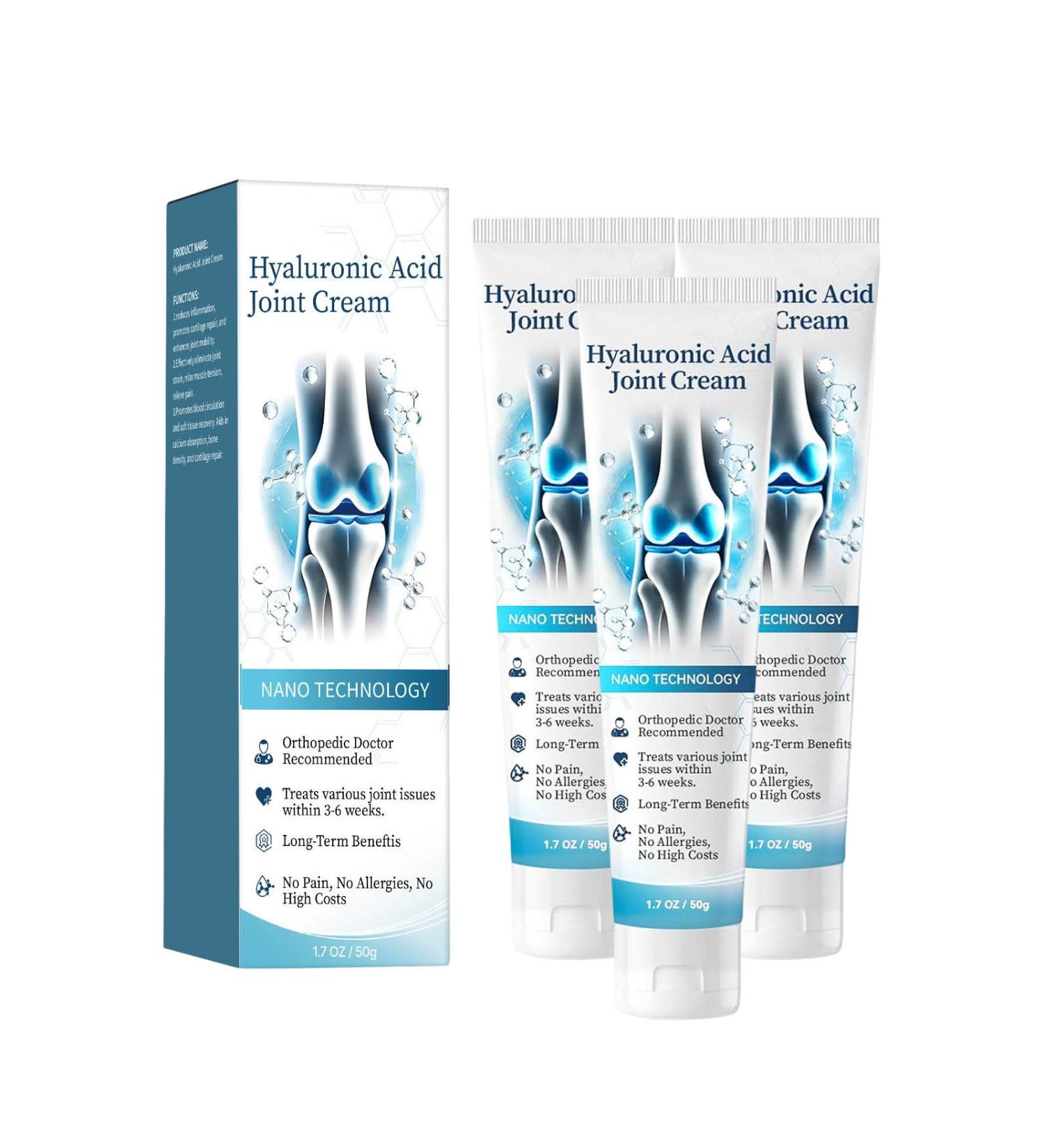 Hyaluronic Acid Joint Cream Joint Pain Cream Joint Relief Cream Turmeric Joint Bone Pain Relief Cream JointEase Hyaluronic Acid Joint Cream Joint Repair Cream 3PCS 1 3 Pieces 50g 1er Pack - Buy Online on GoSupps.com