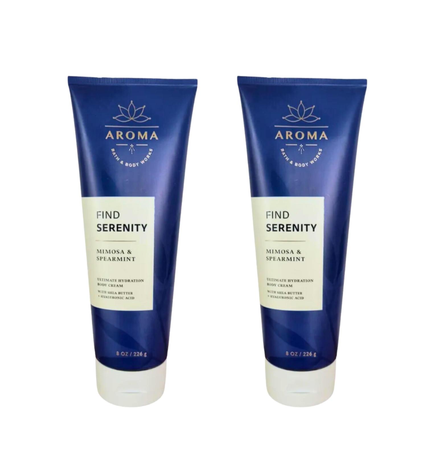 Bath & Body Works Body Cream 8oz Each Set of 2 - Aloe Vitamin E Shea (Mimosa Spearmint)