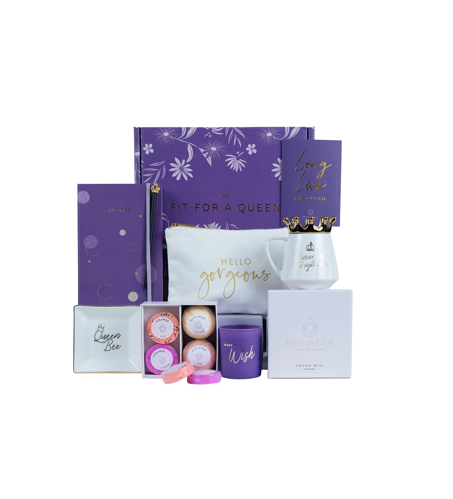 Royal Queen Birthday Gift Basket - Thank You, Anniversary & Mother's Day Gifts for Women - 12 Pack Set with Greeting Card for Mom, Best Friend, Sister, Daughter - Buy Online on GoSupps.com