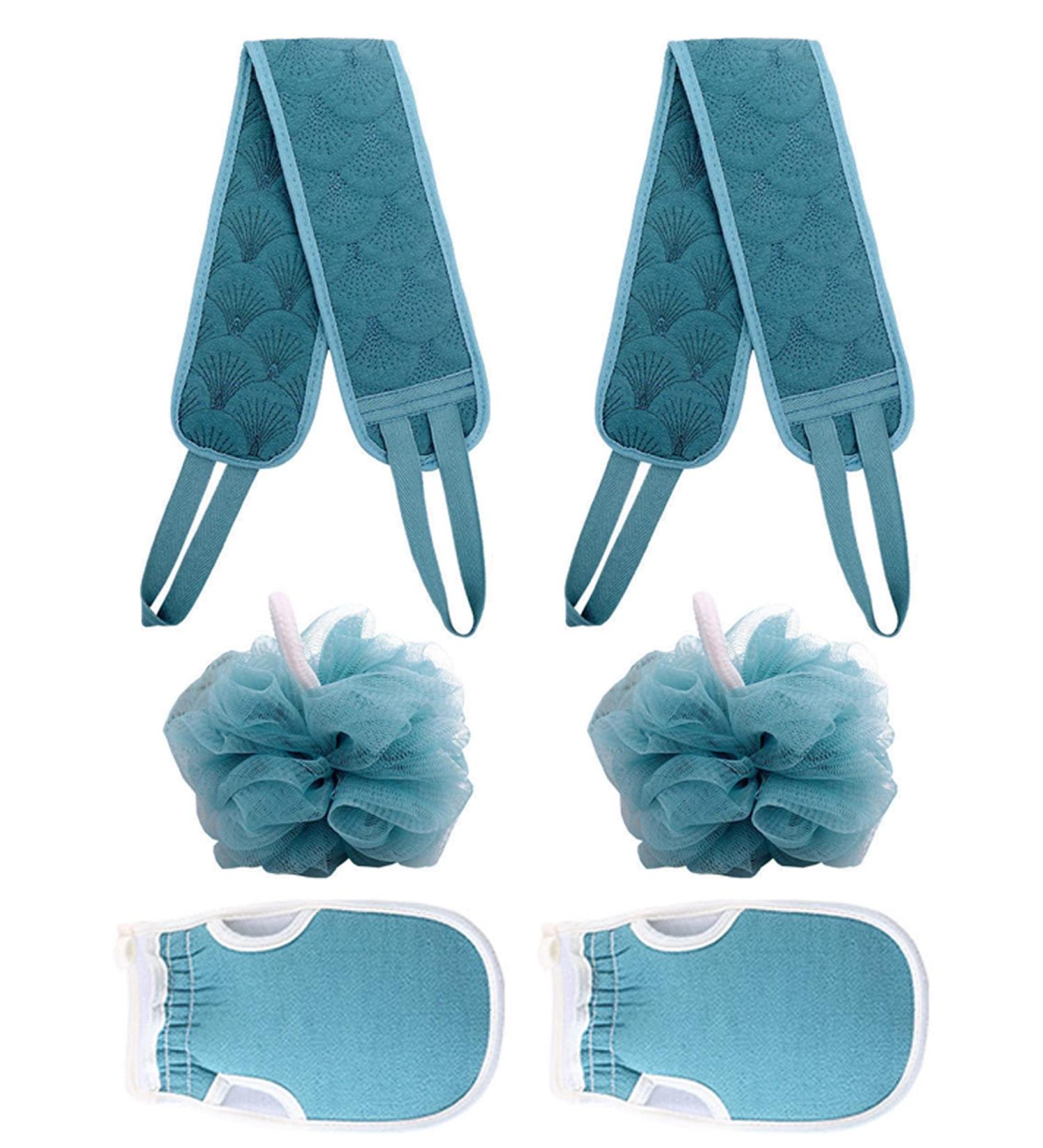 Wangcl 2 Set Body Brush Back Scrubber & Peeling Shower Set - 3 Piece Exfoliating Spa Kit for Women & Men - Shower Sponge & Peeling Glove - Buy Online on GoSupps.com