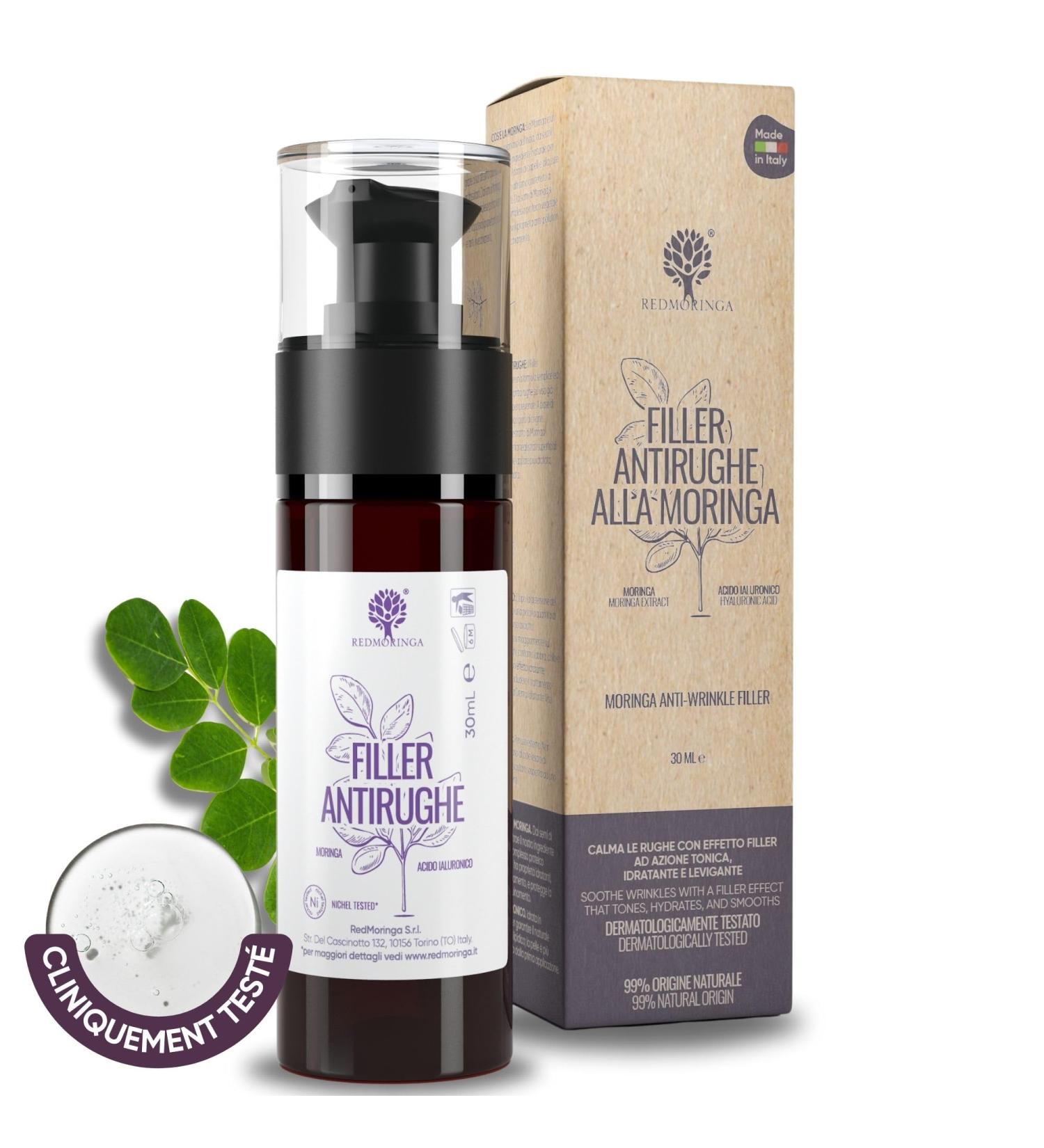 RedMoringa Anti-Wrinkle Filler Serum - 98% Natural - Pure Hyaluronic Acid and Moringa Face - 30 ml - Made in Italy - Buy Online on GoSupps.com